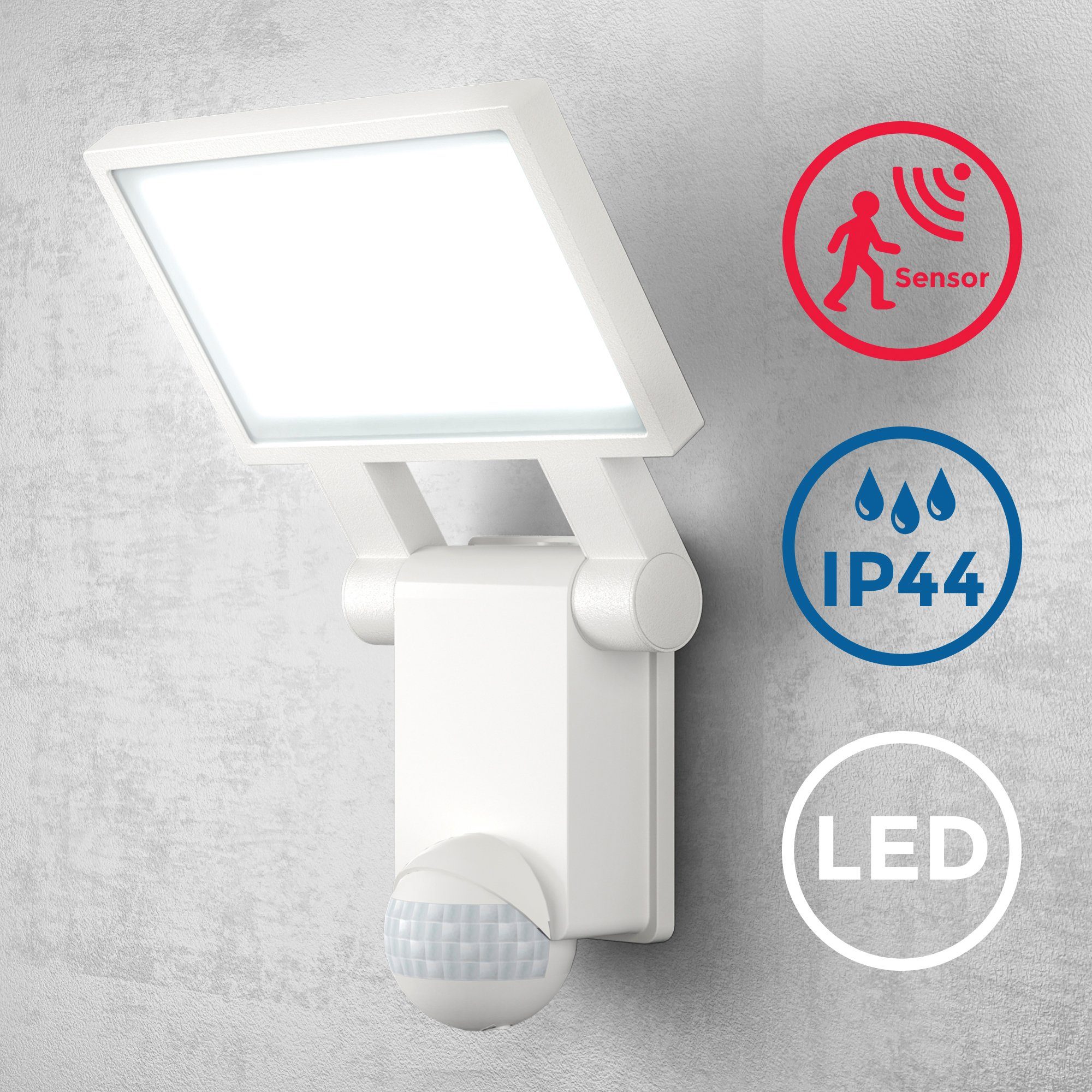 B.K.Licht Außen-Wandleuchte BK_AS1183 LED Aussenlampe mit integriert, Bewegungsmelde, Neutralweiß, 20W, fest Dämmerungssensor, Neutralweiß 2.000lm, mit IP44, LED Aussenbeleuchtung 4.000K