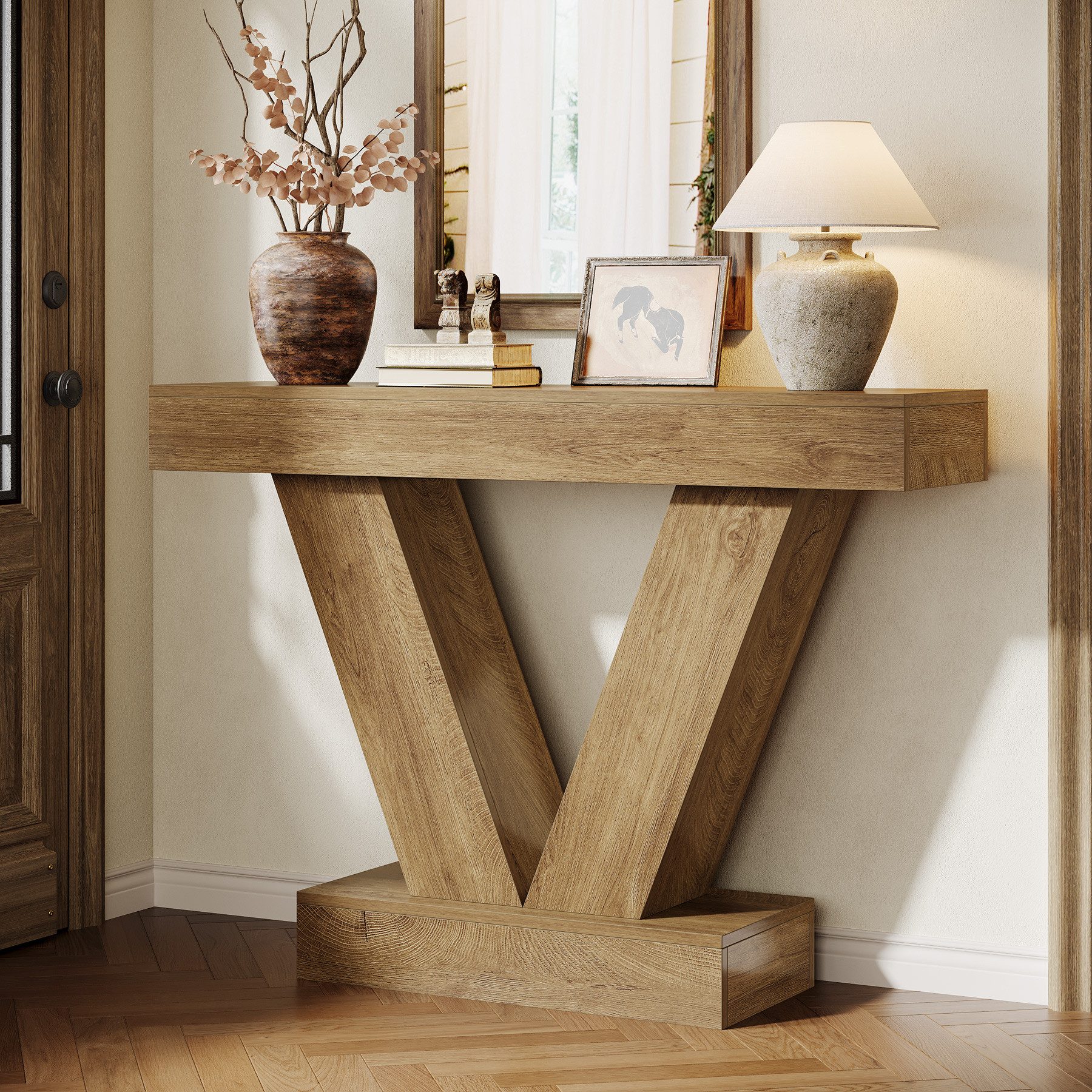 Tribesigns Konsolentisch 105 cm Beistelltisch, Eingangstisch mit V-förmigen günstig online kaufen