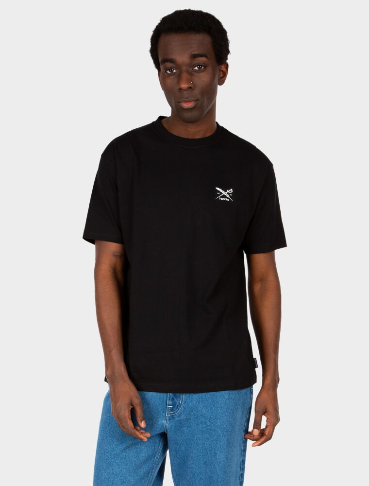 iriedaily T-Shirt - Chestflag Tee - schwarzes Basic T-Shirt mit Logo Print Shirt aus Bio-Baumwolle mit Brust-Logoprint