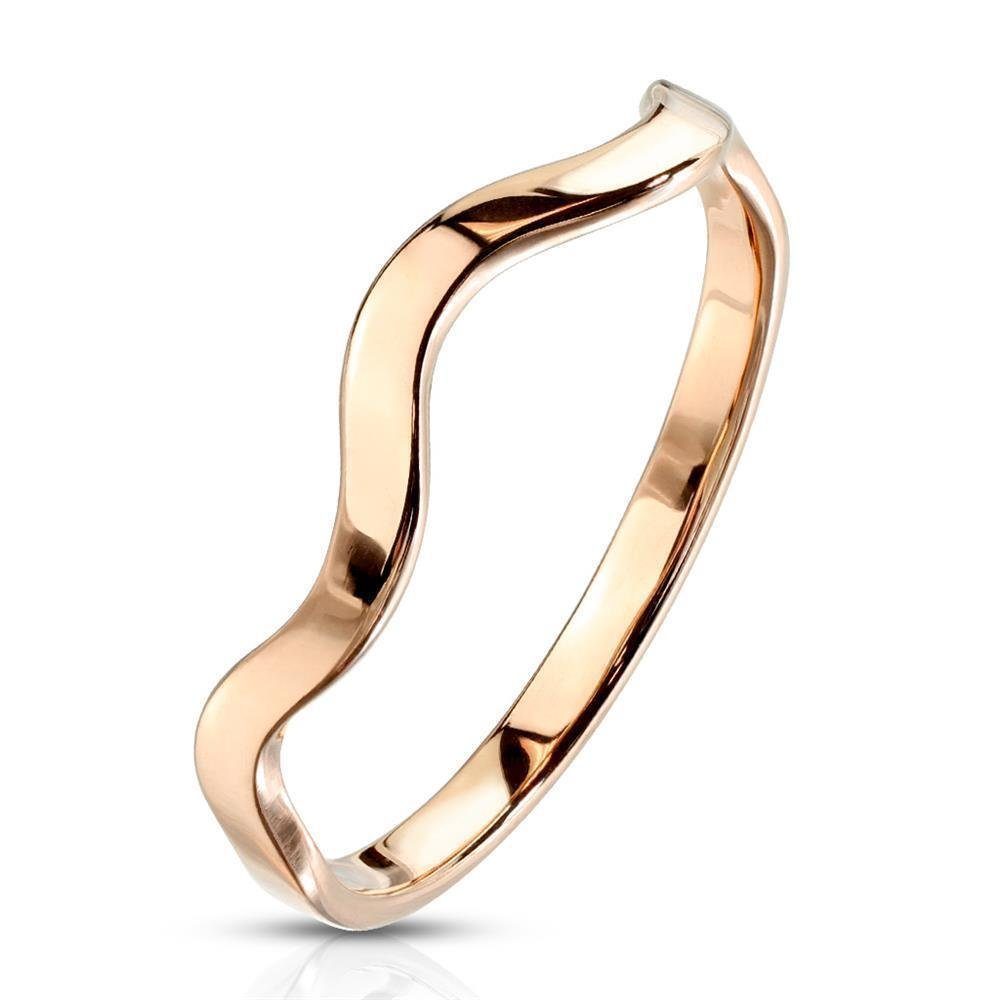 Fingerring Ring Wellendesign Edelstahl Damen rosegold 49 (15.6)