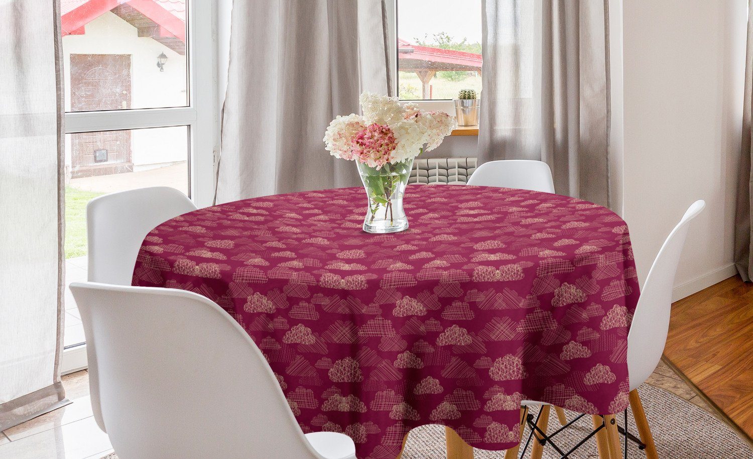 Regen Streifen Moderne Abakuhaus Abdeckung Tischdecke Abstrakt Kreis für Dekoration, Tischdecke Wolken Küche Esszimmer