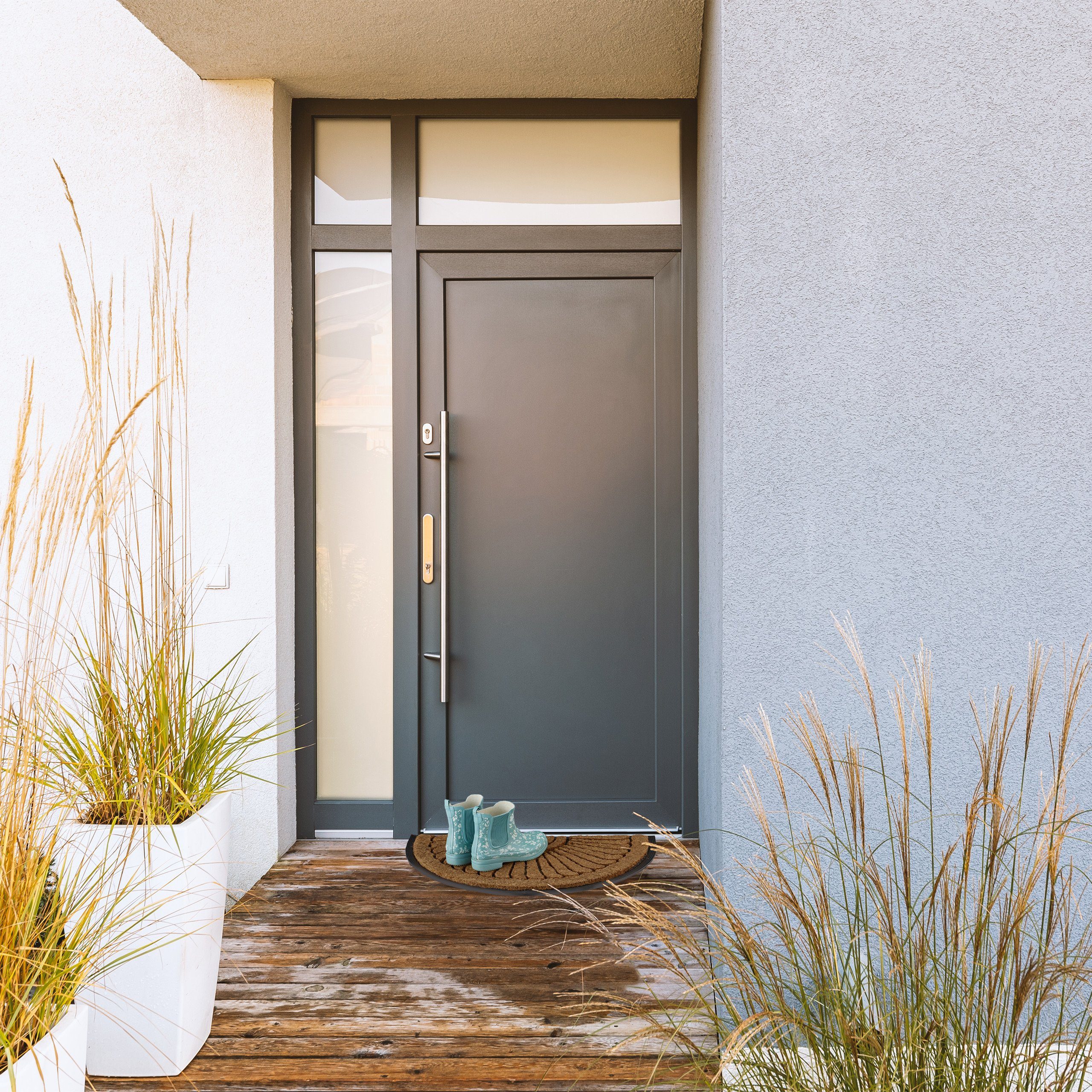 relaxdays Fußmatte Halbrunde Fußmatte Kokos und Gummi, Höhe: 20 mm günstig online kaufen