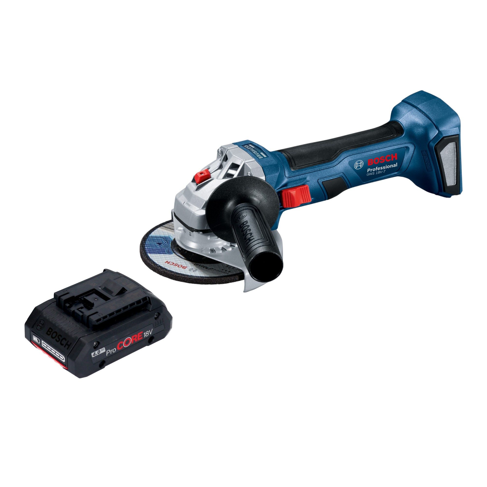 Bosch Professional Akku-Winkelschleifer GWS 18V-7 Professional 18 V 115mm + 1x ProCORE Akku 4,0Ah - ohne Lader