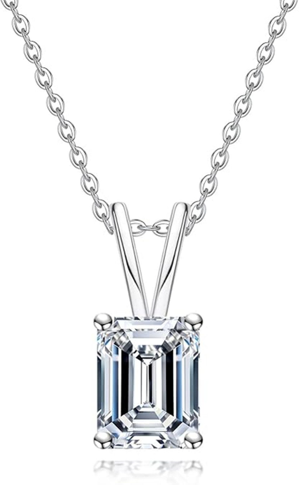 Jumpeak Kette mit Anhänger Emerald-Schliff-Einzelstein-Diamant-Halskette,2ct/3ct, D,VS1, 585Gold,Geburtstagsgeschenk,Jubiläumsgeschenk,Geschenk für sich selbst