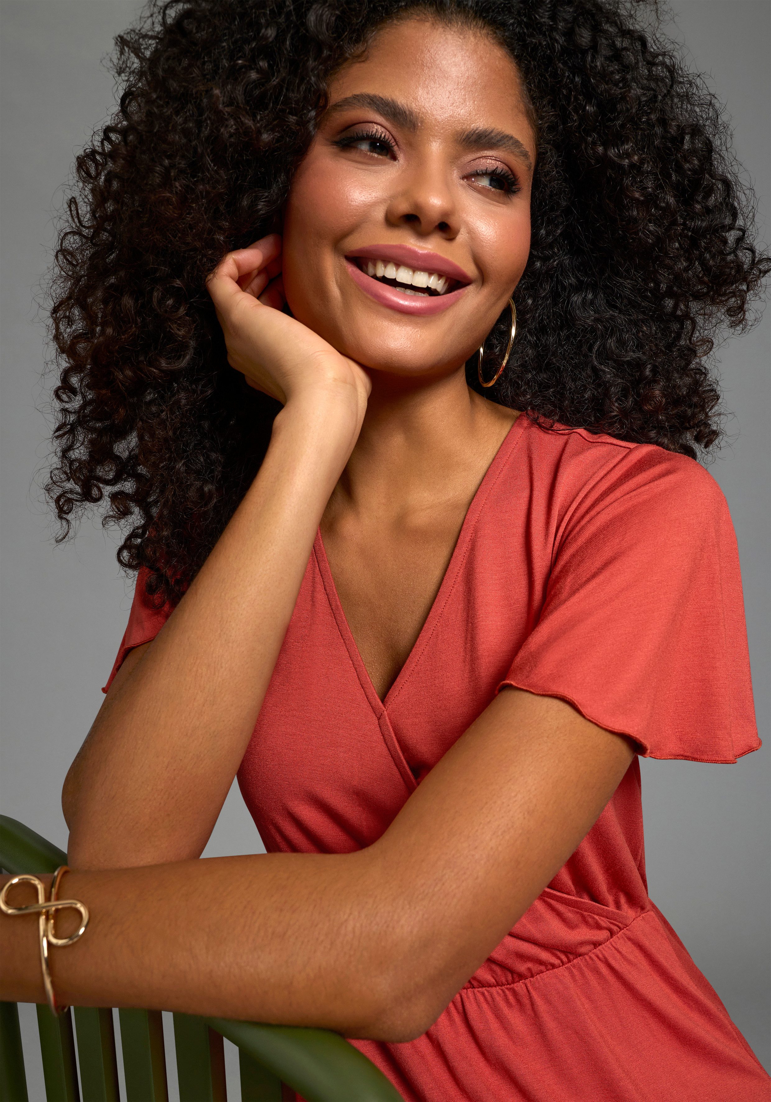 Laura Scott Sommerkleid langer Schnitt, für warme Tage, aus Single Jersey, mit Flügelärmeln