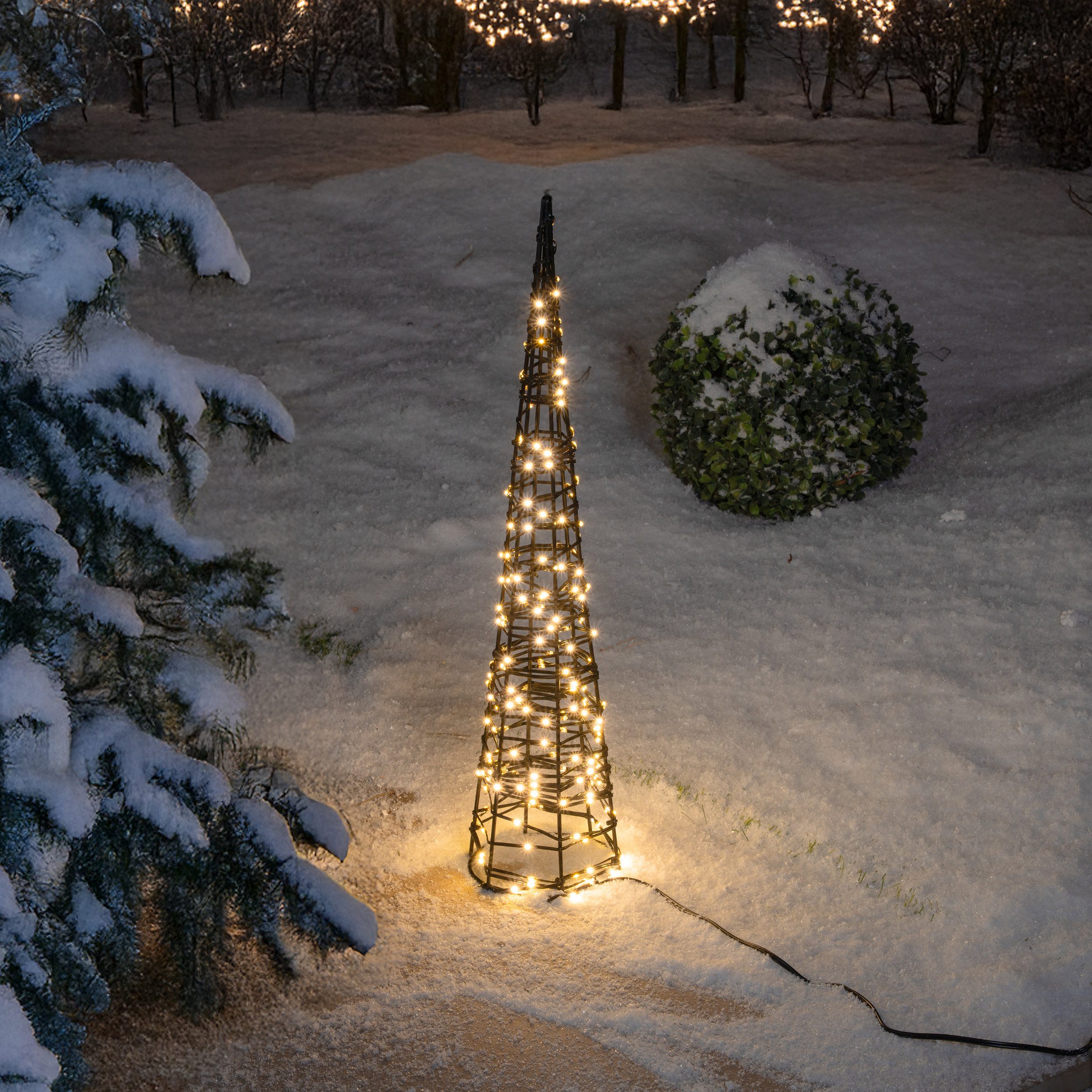 esotec Weihnachtspyramide Solarleuchte Lichtkegel H=60cm 200 LEDs warmweiß Metall Garten 103410