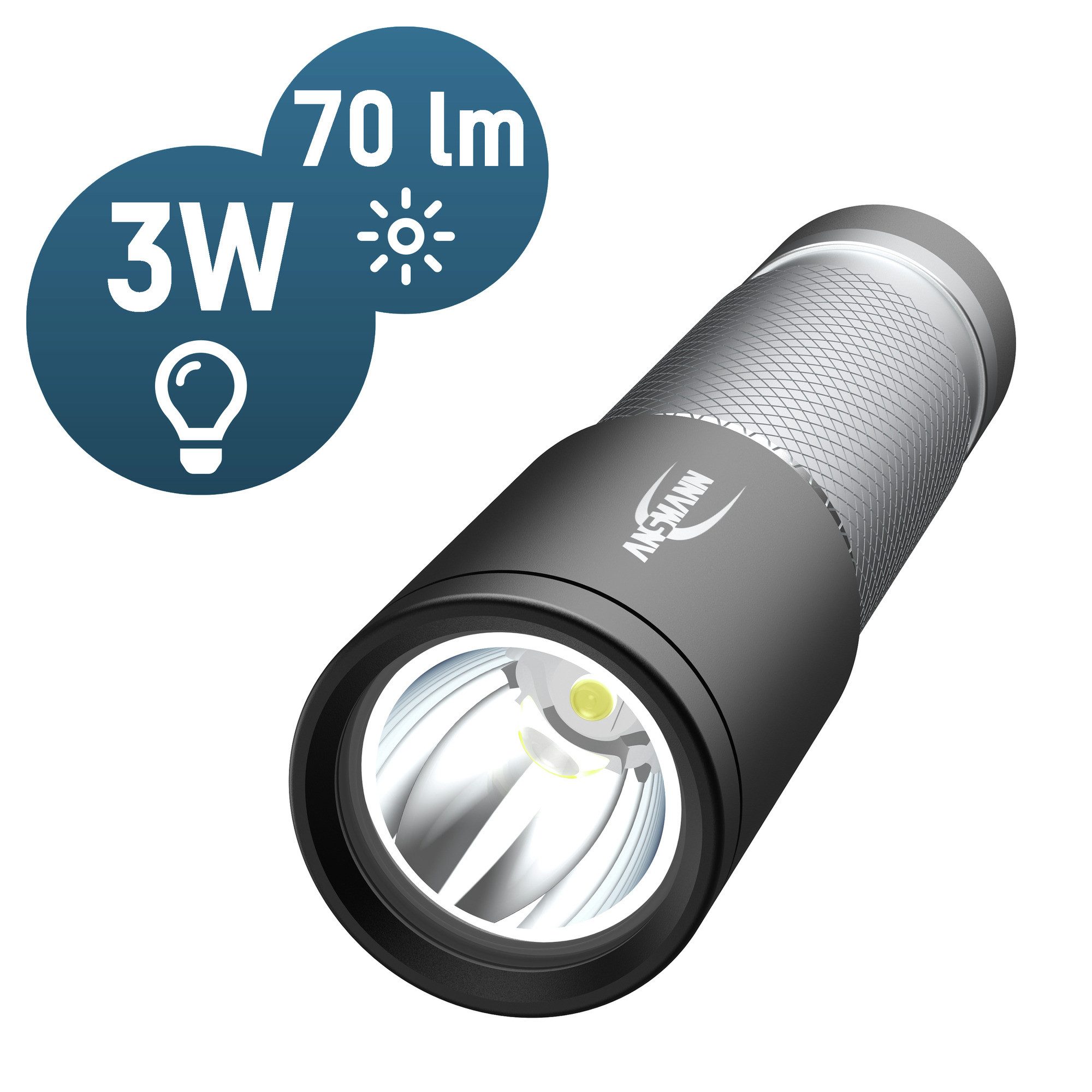 ANSMANN AG LED Taschenlampe DAILY USE LED Taschenlampe 70B inkl. AA Batterie – LED Taschenlampe