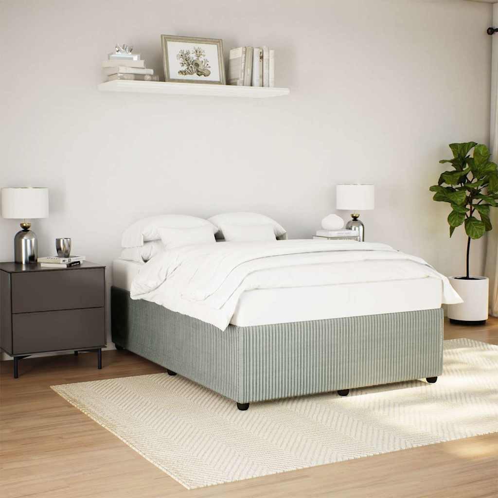 furnicato Bettgestell Samtbett Hellgrau 200x140x46 cm mit Massivholzfüßen (1-tlg), Schlafzimmer-Gestell mit Lattenrost und stabilen Massivholzfüßen
