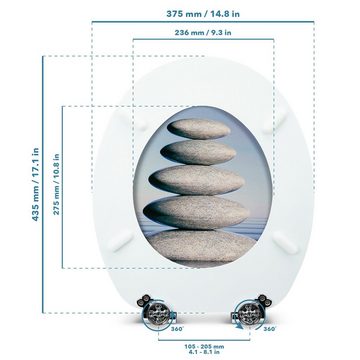 Sanfino WC-Sitz "Cairn" Premium Toilettendeckel mit Absenkautomatik aus Holz, mit schönem Stein-Motiv, hohem Sitzkomfort, einfache Montage