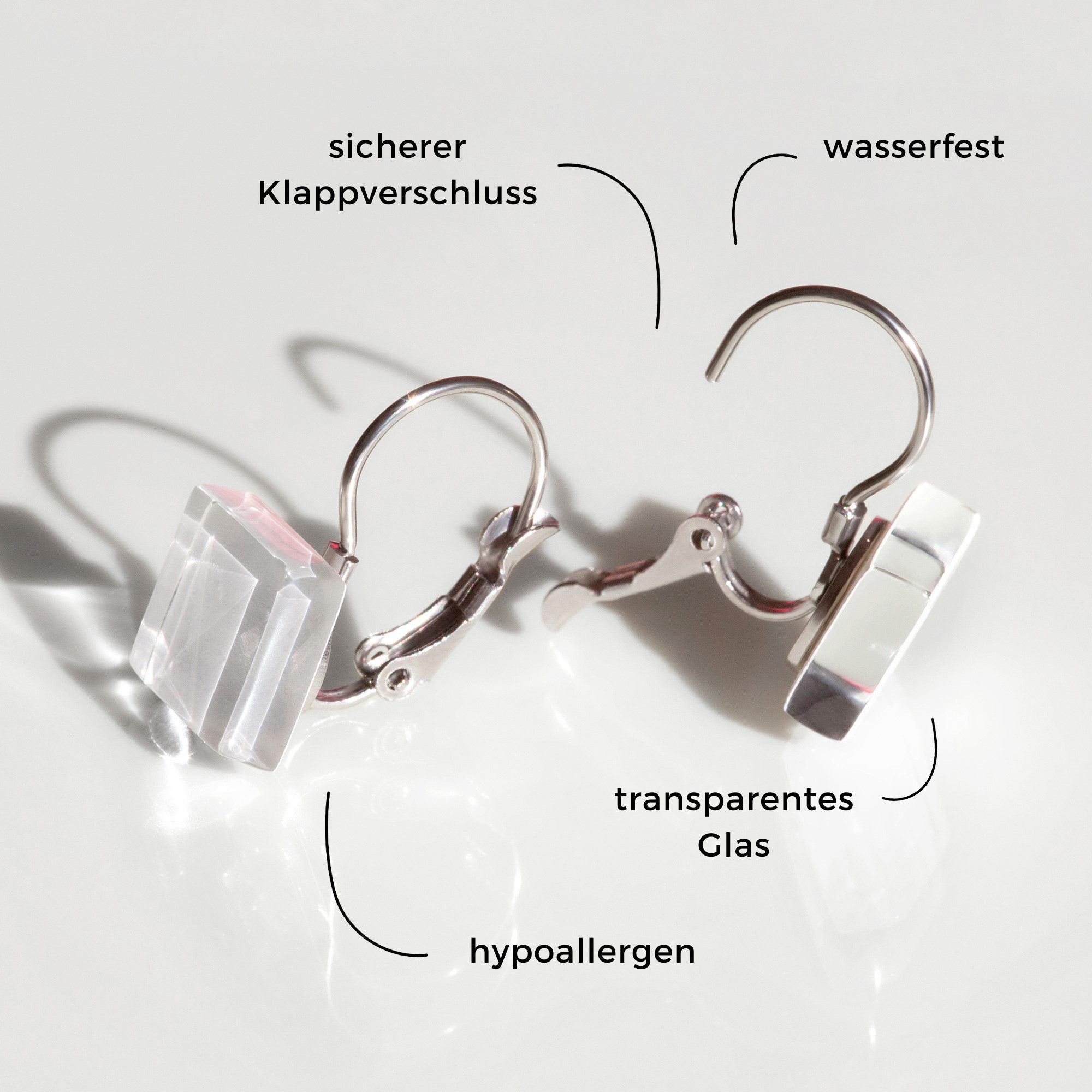 ALEXASCHA Paar Ohrhänger Geometrische Ohrringe Edelstahl • Kurze Hängeohrringe mit Verschluss – Bild 4 von 5