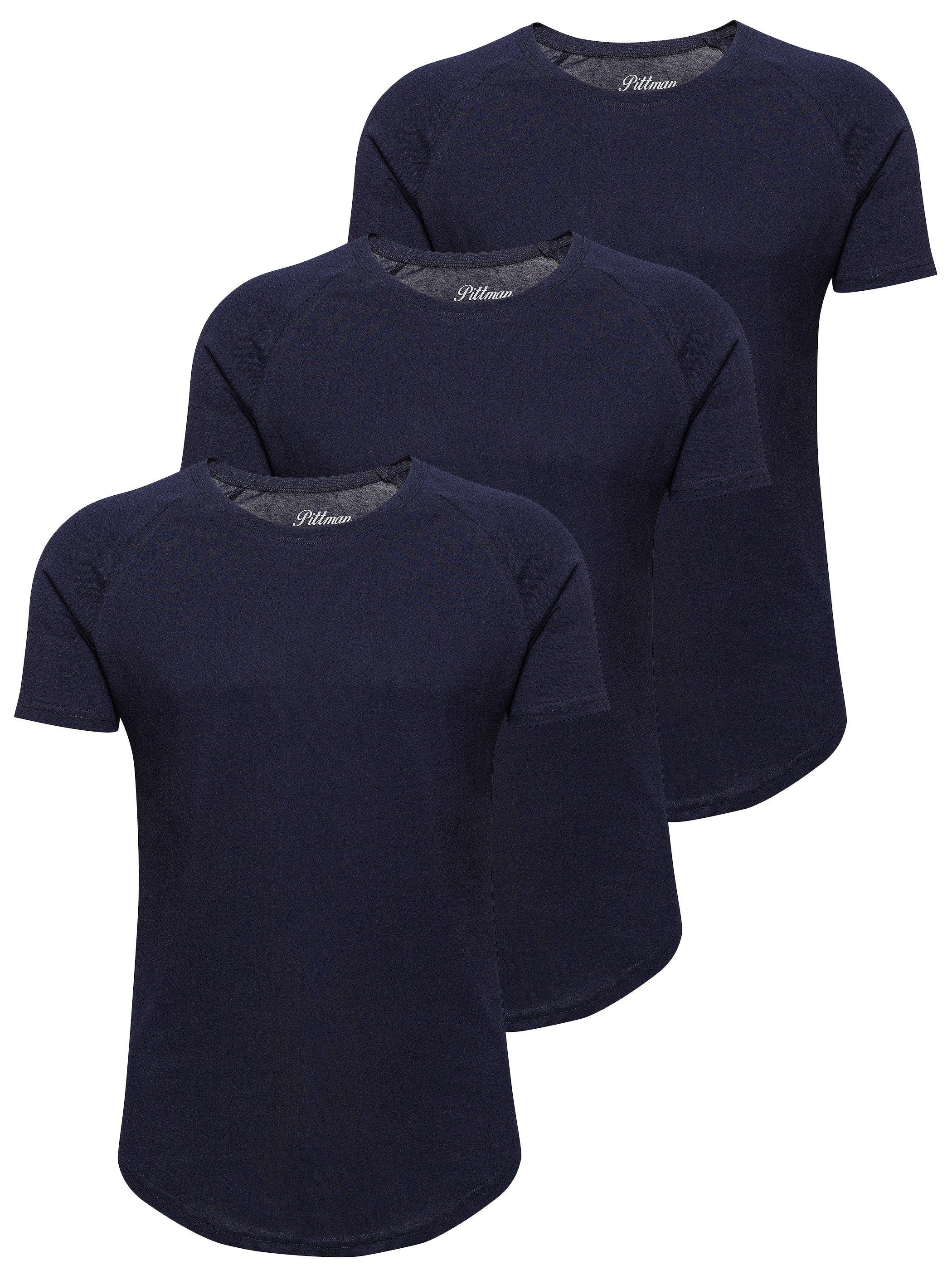Pittman T-Shirt 3-Pack Herren T-Shirt Finn (Set, 3er-Pack) Oversize Rundhals T-Shirt Blau (Night Sky 1939243)