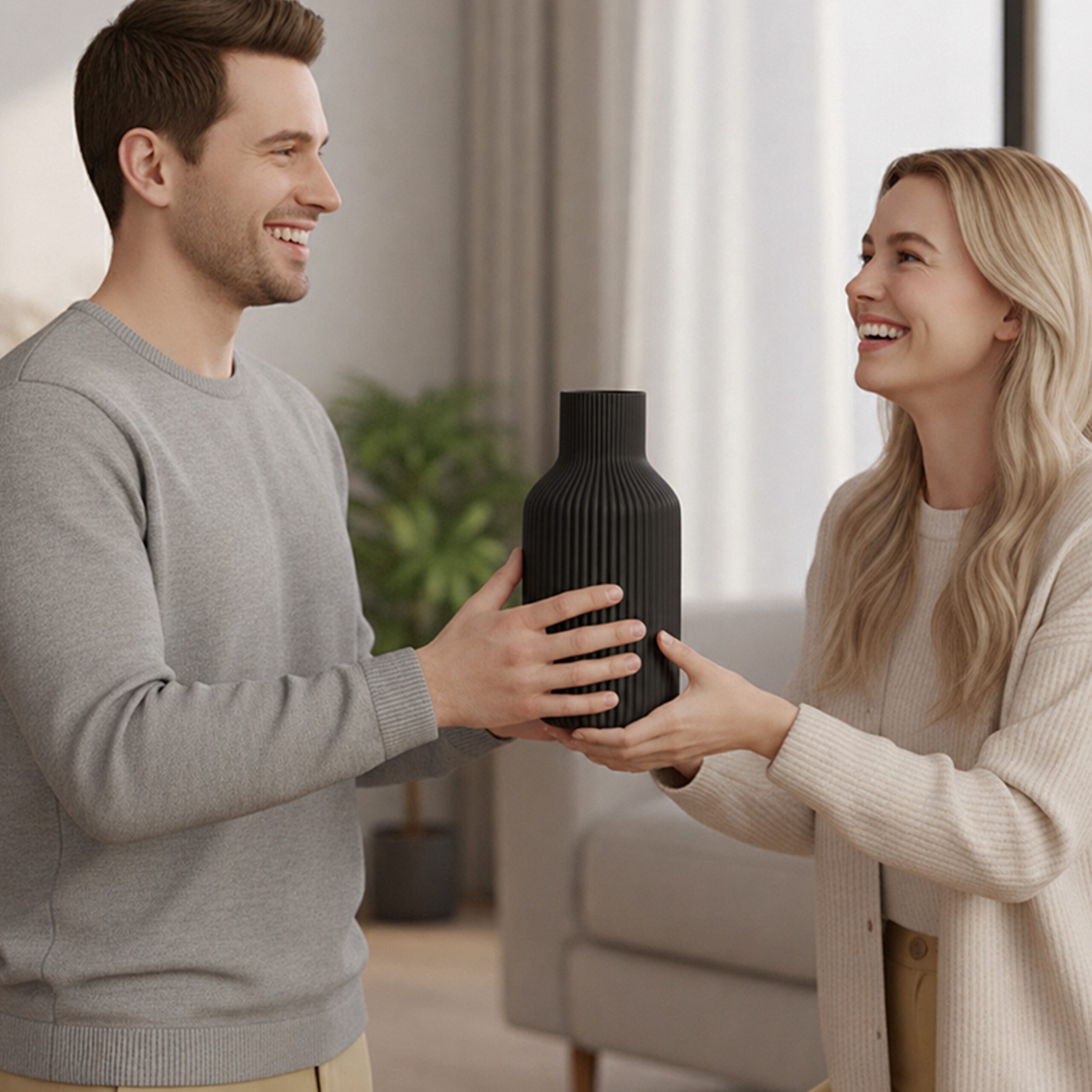 relaxdays Tischvase Vasen 3er Set aus Keramik (3 St), schwarz – Bild 3 von 5