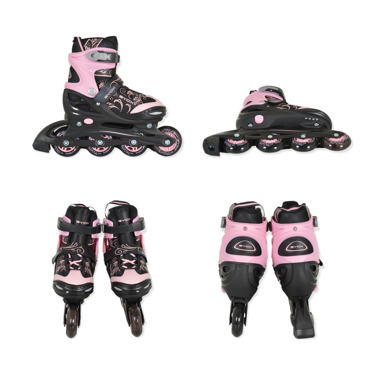 Byox Inlineskates Inliner 2 in 1 Double pink, Rollschuhe, PU-LED-Räder, verschiedene Größen