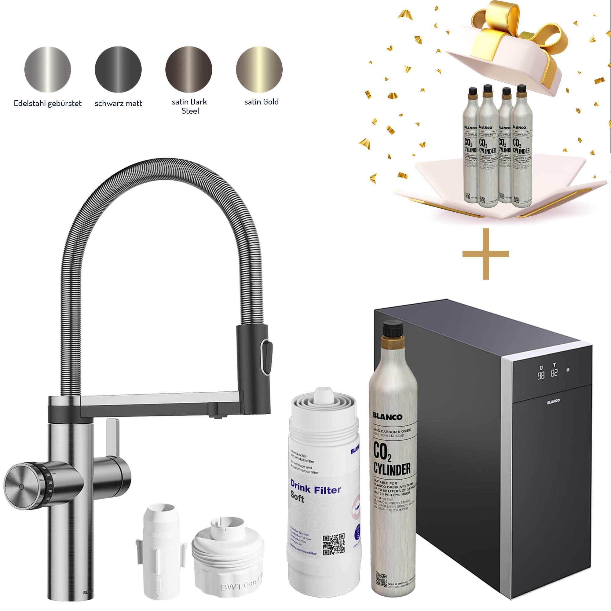 Blanco Küchenarmatur Trinkwasserarmatur Choice Icona + Kühl- & CO₂-Einheit Choice.All