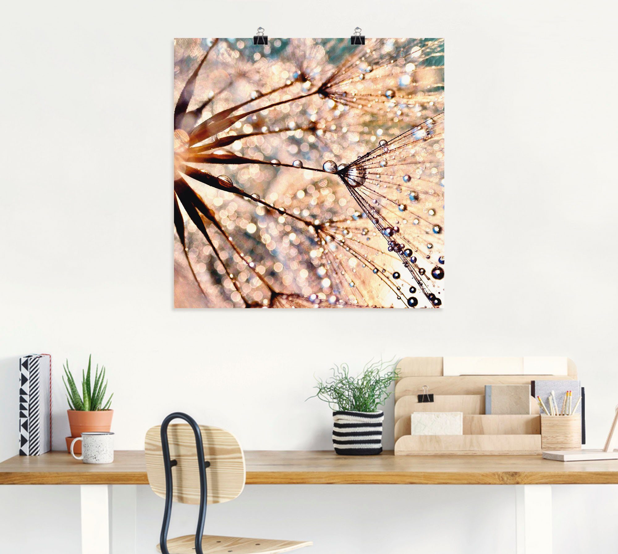 Artland Wandbild Pusteblume - oder Größen Kisses in rain, versch. from Leinwandbild, St), Poster (1 Alubild, Blumen Wandaufkleber als