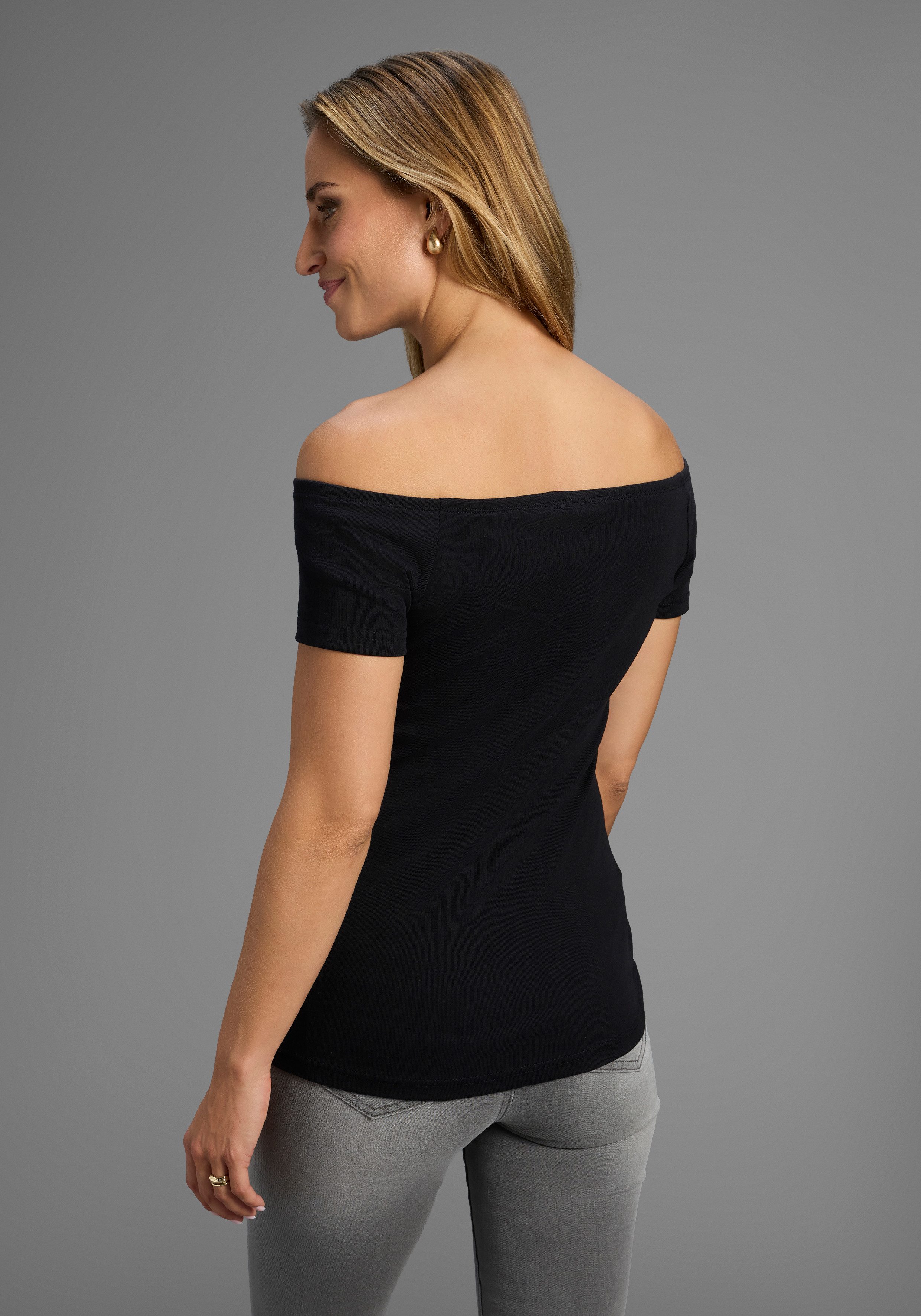 Arizona Carmenshirt Off-Shoulder enge Passform, aus Baumwolle, elastische R günstig online kaufen