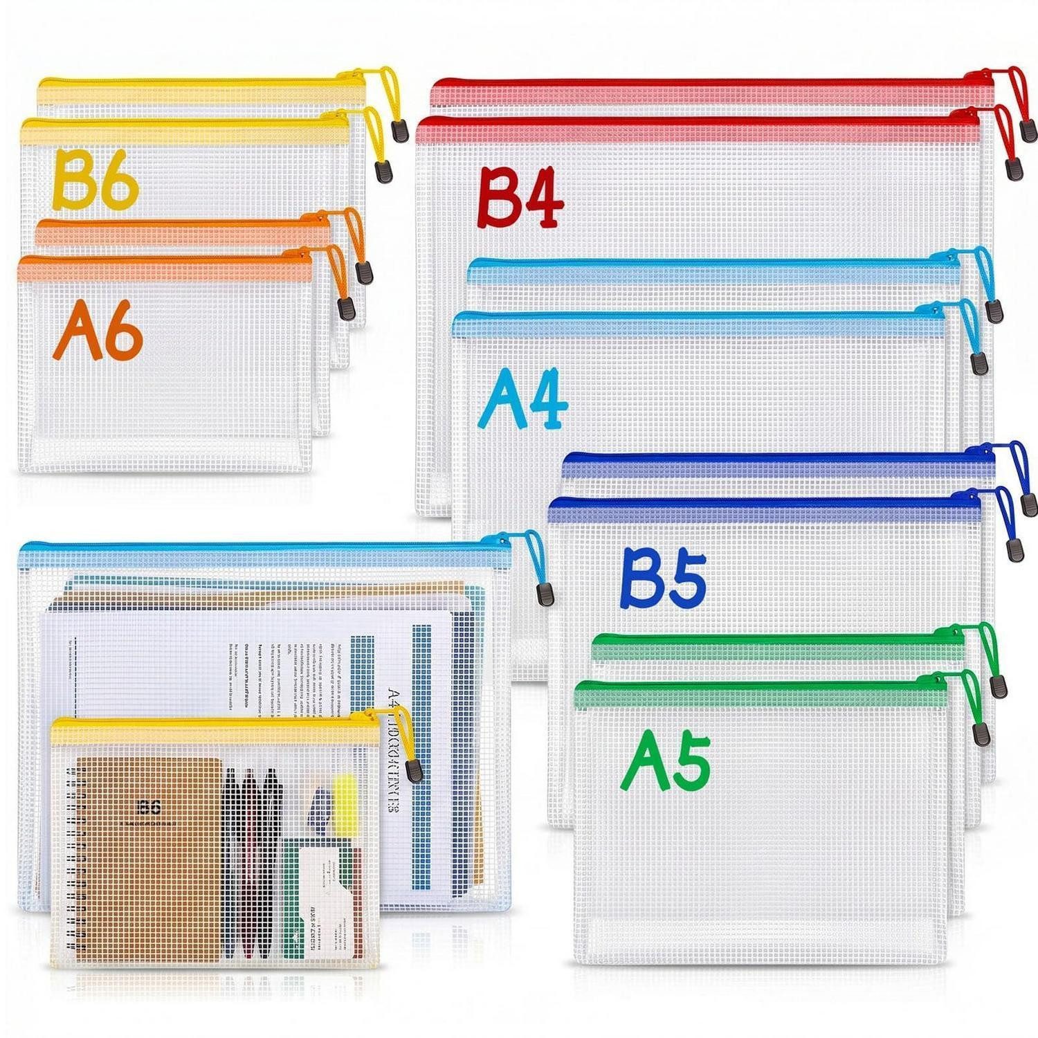 LuxusKollektion Organisationsmappe Dokumententaschen Set 12 Stk. 6 Größen 6 Farben
