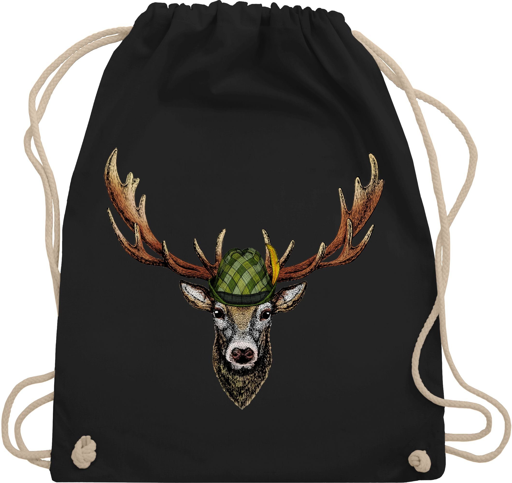 Shirtracer Turnbeutel Jagdhirsch Hirsch Jäger Jägerin Geschenk, Mode für Oktoberfest Tasche
