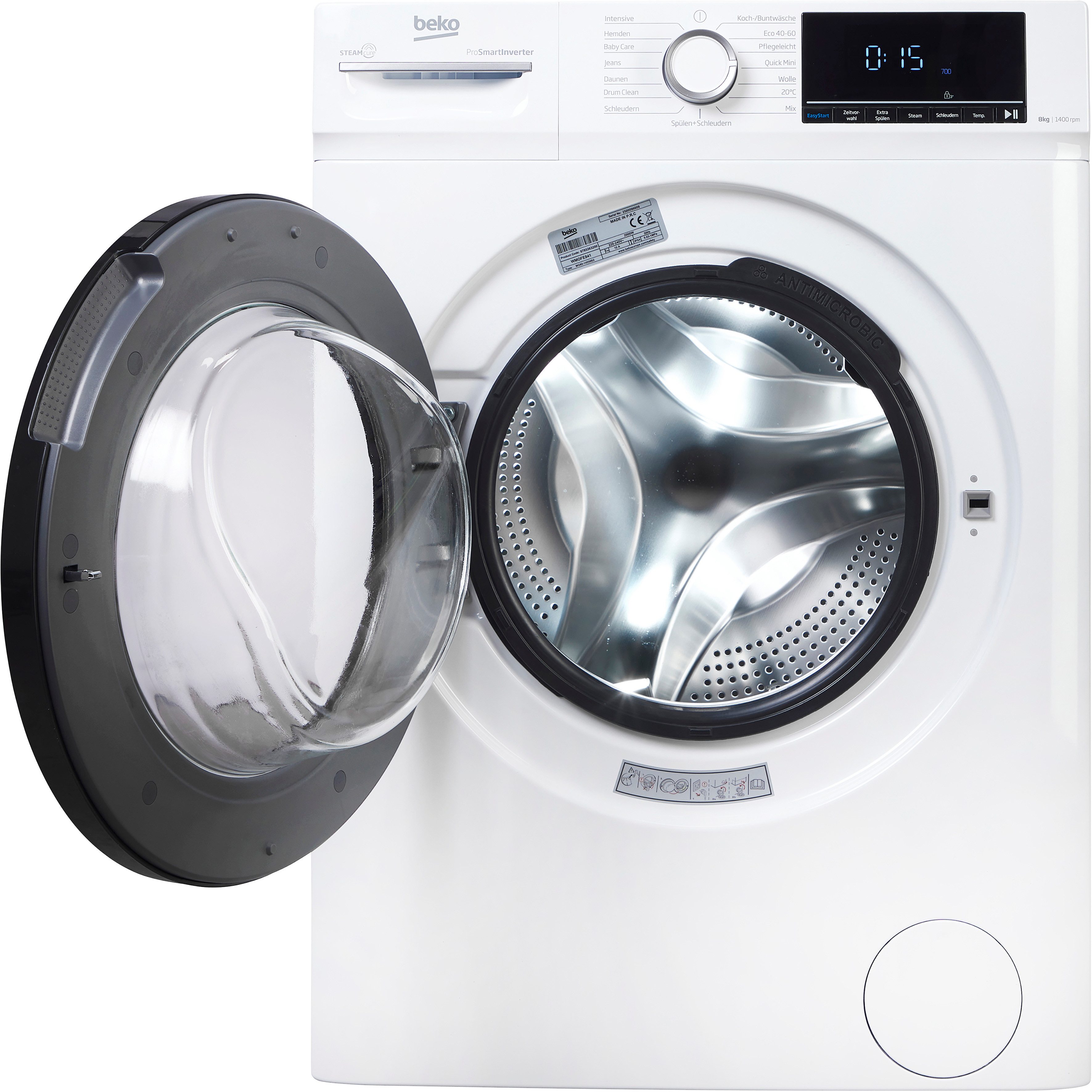 BEKO Waschmaschine WMOFE841, 8 kg, 1400 U/min, SteamCure-Dampffunktion für schonende Pflege und Frische