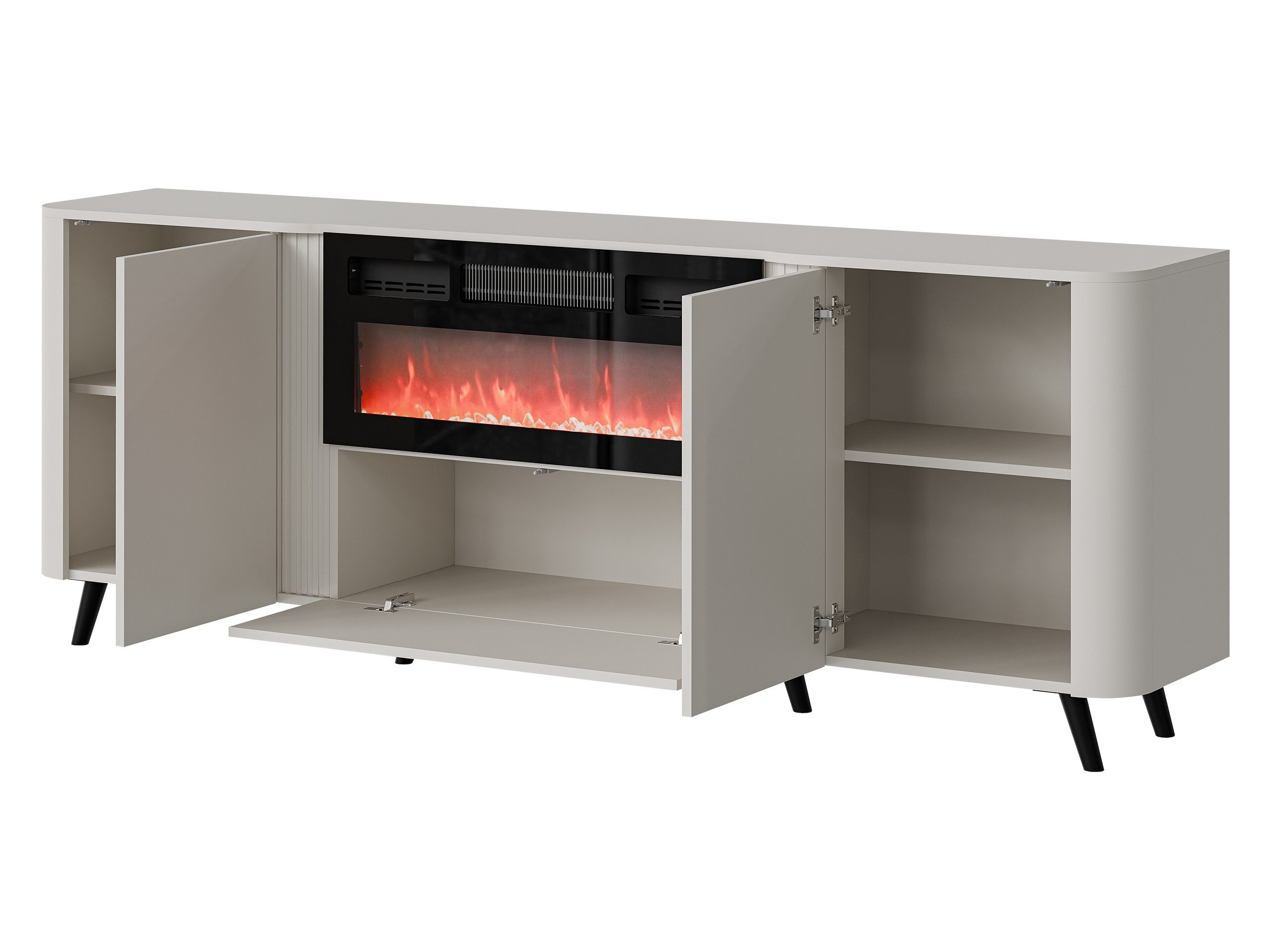 MIRJAN24 Kommode Volare 200 EF mit Kamin (mit zwei Drehtüren und Klappe), gedämpftem Schließsystem, 200x39x76 cm – Bild 3 von 5