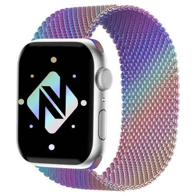 Nalia Smartwatch-Armband Apple Watch 42mm/44mm/45mm/49mm, Milanaise Metall Uhr Ersatzband / Magnet Verschluss / Edelstahl Loop