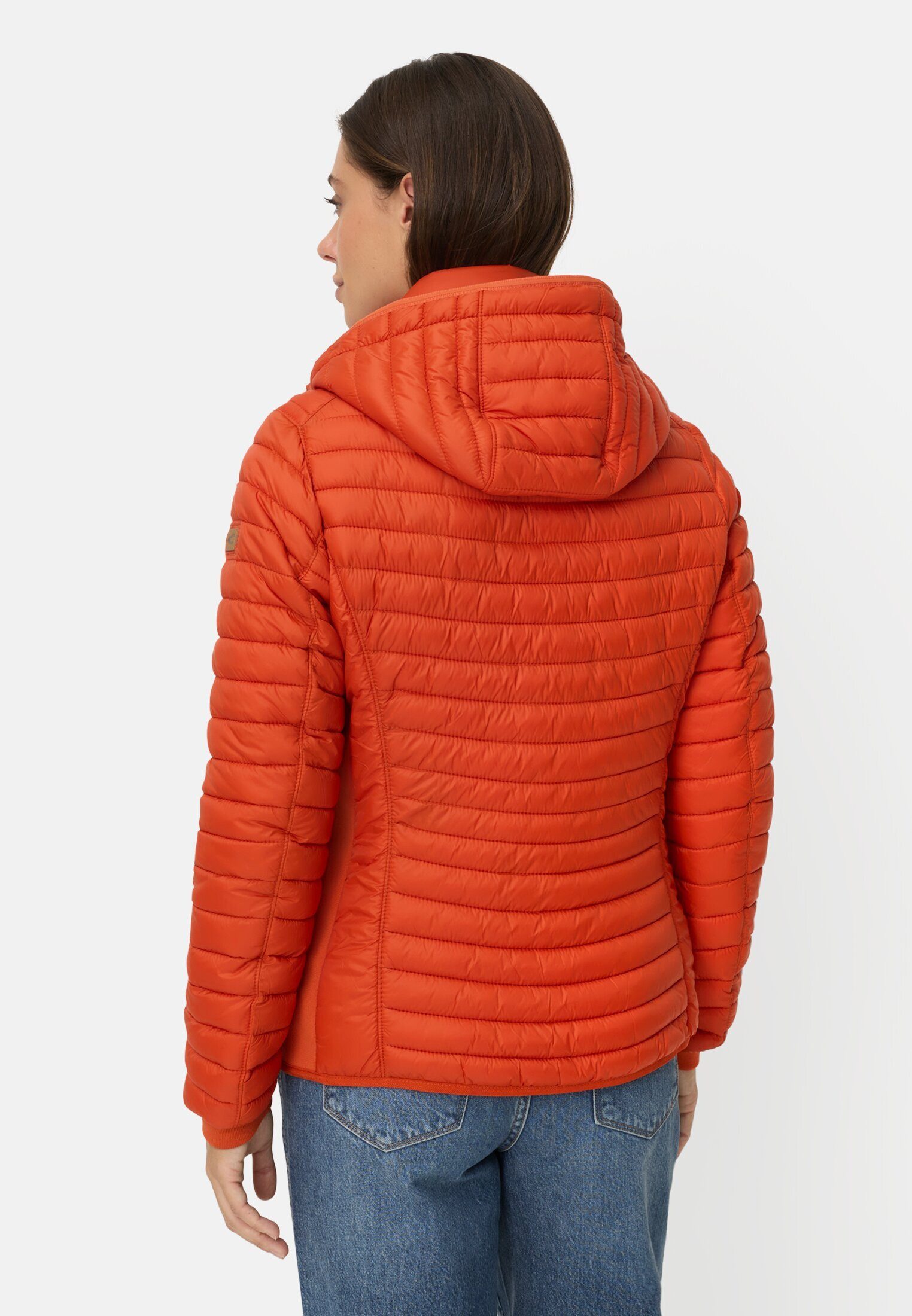 camel active Steppjacke mit seitlichem Strick-Einsatz Langarm Markenlogo