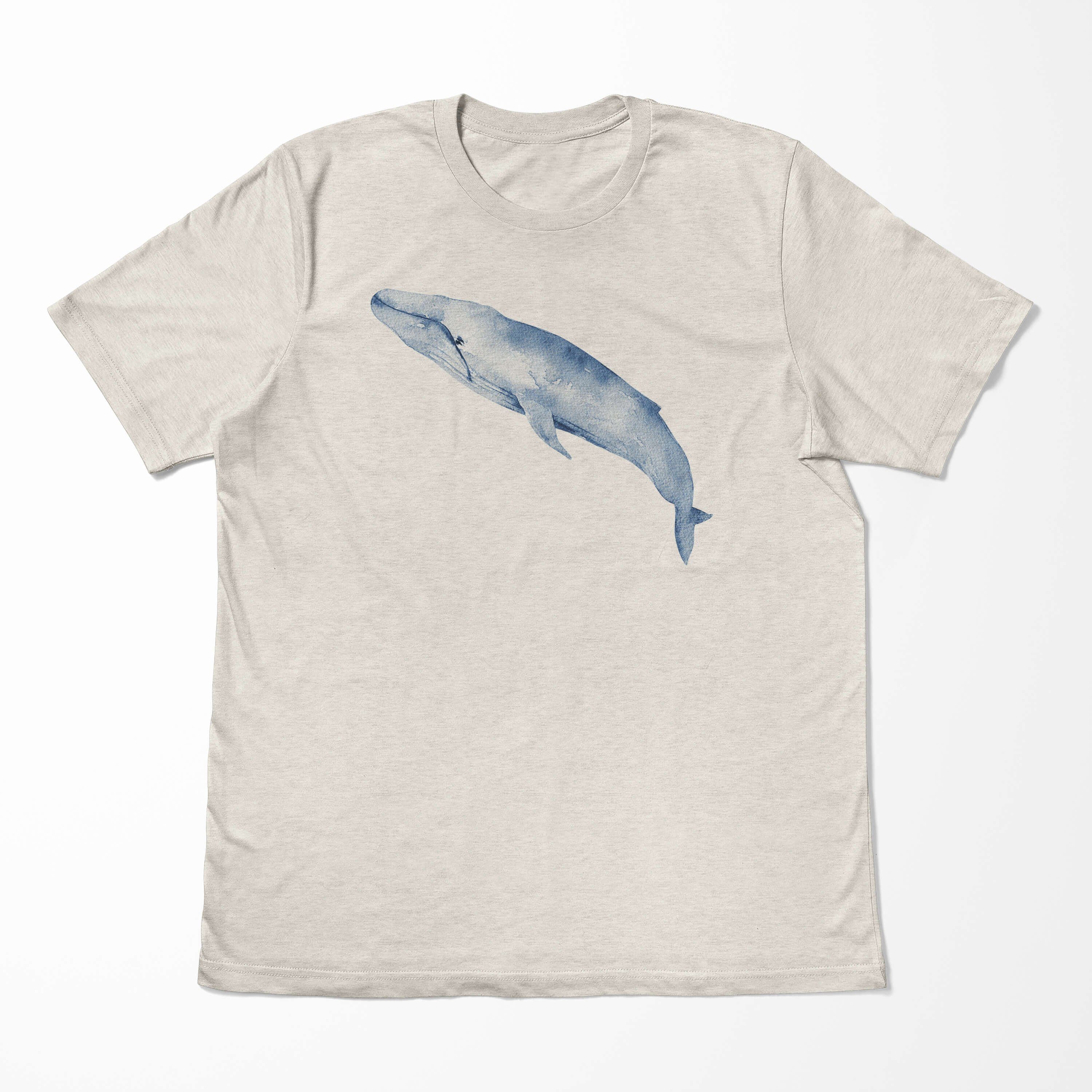 Wasserfarben Bio-Baumwolle Shirt Ökomode 100% gekämmte aus T-Shirt T-Shirt Art Nachhaltig Sinus Herren (1-tlg) Motiv Blauwal