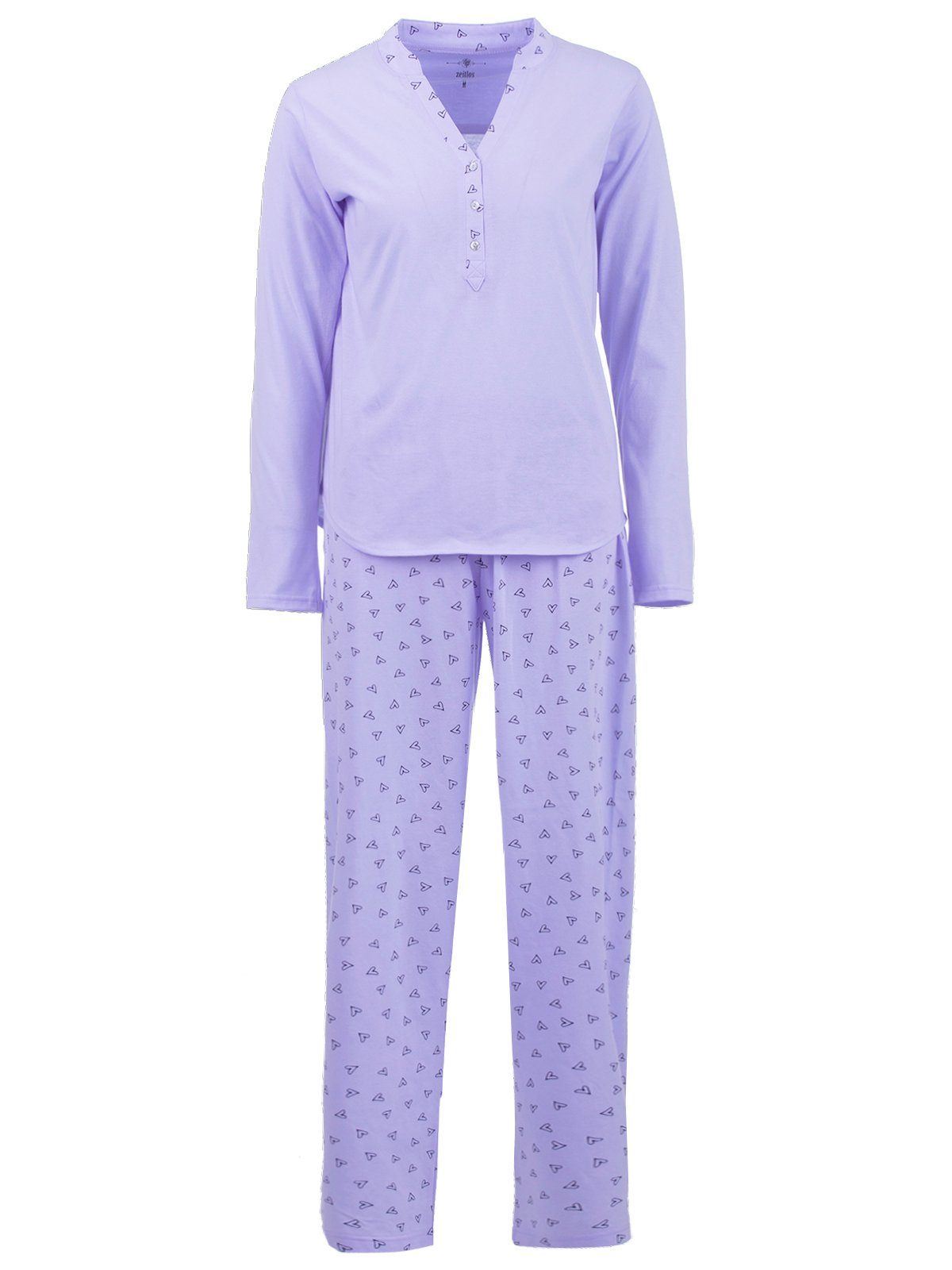 zeitlos Schlafanzug Pyjama Set Langarm - Ginko Herz günstig online kaufen