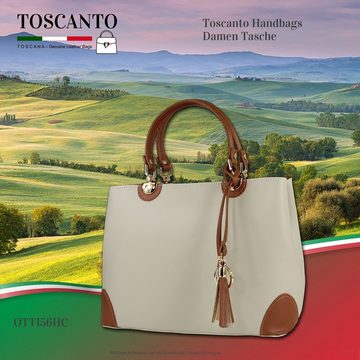 Toscanto Handtasche Toscanto Damen Handtasche Umhängetasche (Handtasche), Damen Handtasche, Umhängetasche Leder, beige, tan ca. 32cm x ca. 23cm