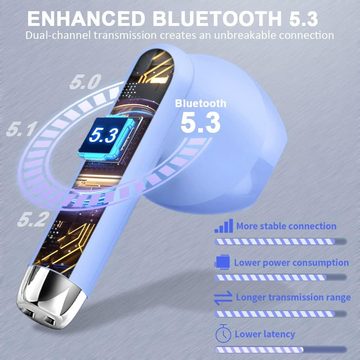 Drsaec Bluetooth 5.3 Kabellos mit ENC Dual Mic 42H Deep Bass In-Ear-Kopfhörer (Kraftvoller Bass und dynamische Höhen für ein immersives Musikerlebnis unterwegs., Noise Cancelling Earbuds, IP7 Ohrhörer, LED Anzeige)