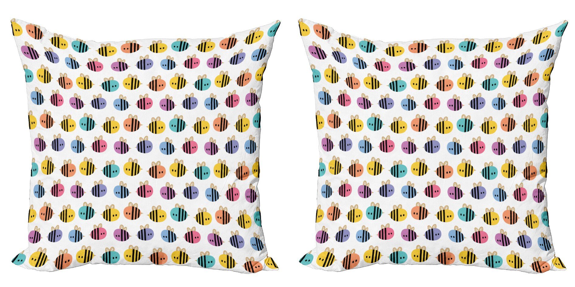 Kissenbezüge Modern Accent Doppelseitiger Digitaldruck, Abakuhaus (2 Stück), Biene Bunte Fliegen Bee Sketch