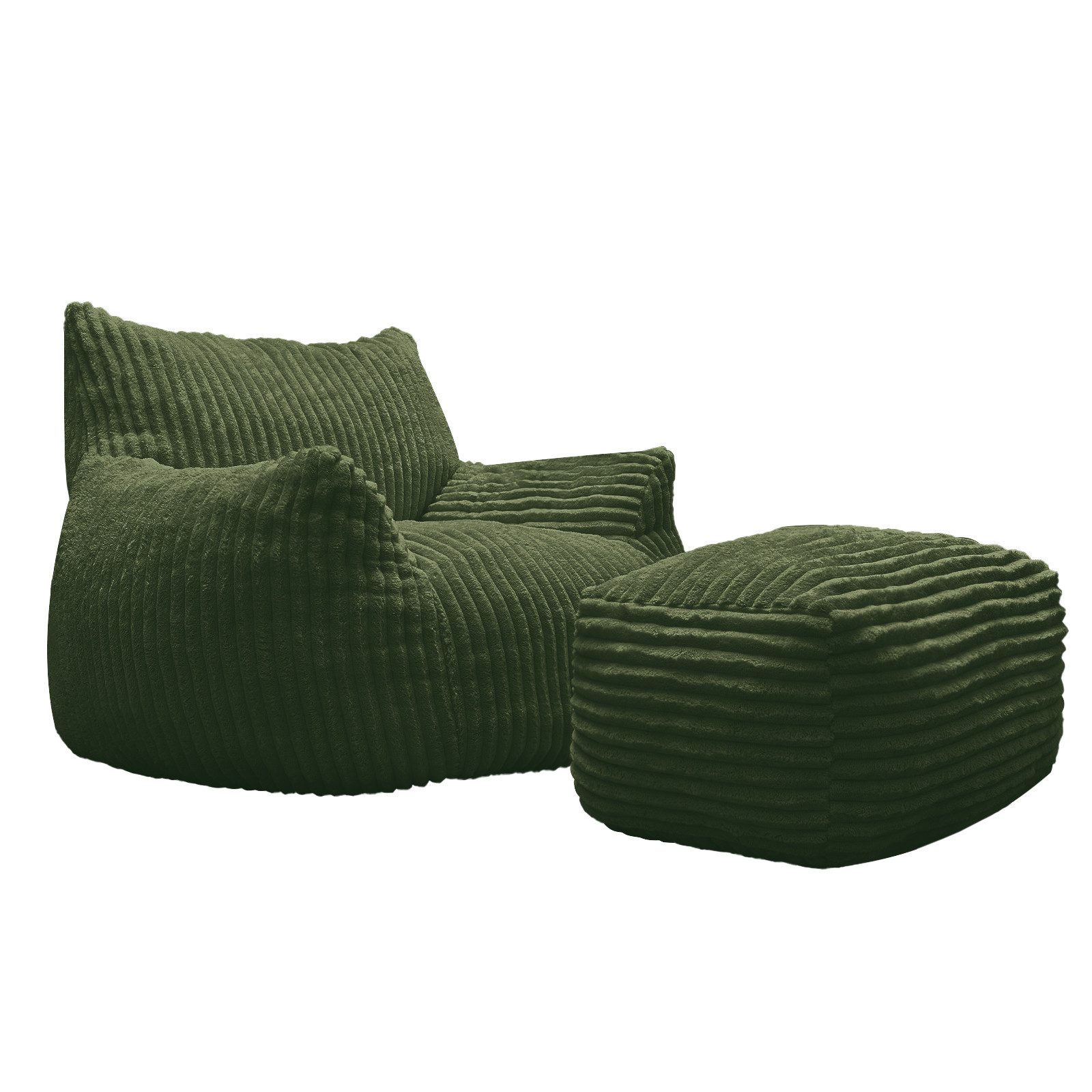 HTI-Living Loungesessel Softsessel Adina mit Hocker Grün Bodensessel 103 x 70 x 90 cm (Set, 2-St), gemütliche Sitzhöhe – Bild 2 von 3