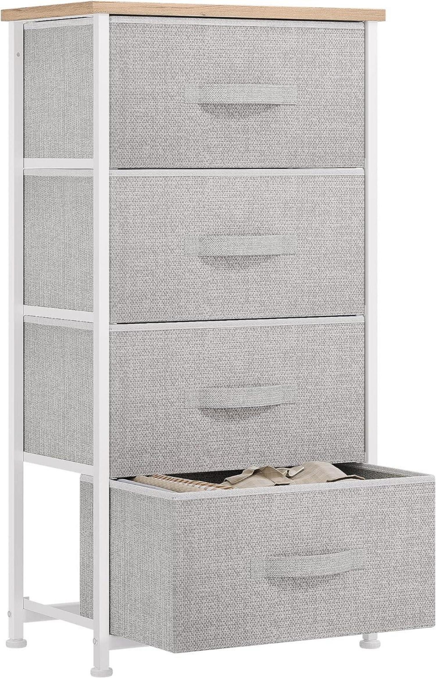 YITAHOME Schuhanstecker Kommode Schmal mit 4 Schubladen Stoff Hellgrau Modern für Schlafzimmer