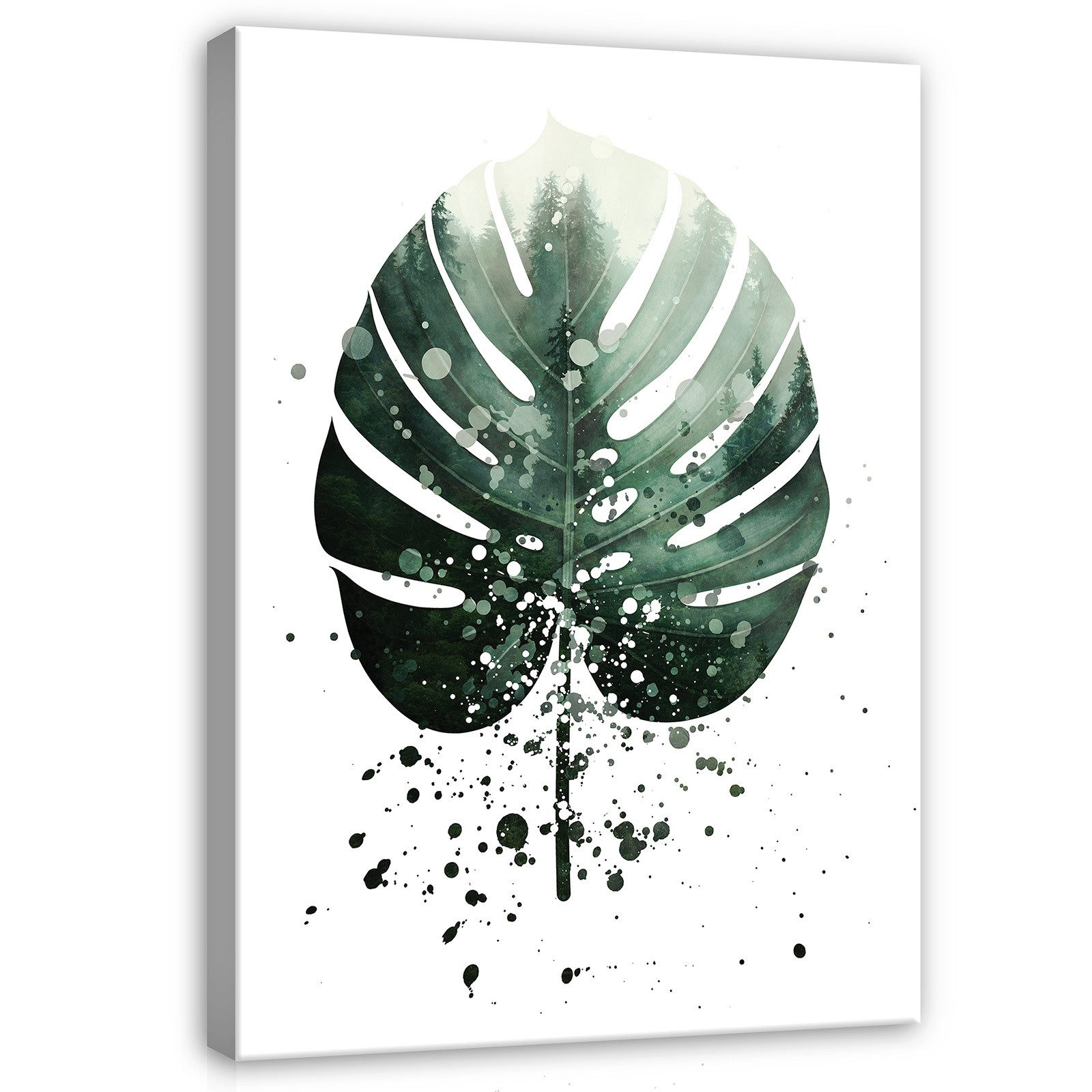 Wallarena Leinwandbild Blätter Monstera Grün Kunst Wandbild XXL Leinwandbil günstig online kaufen