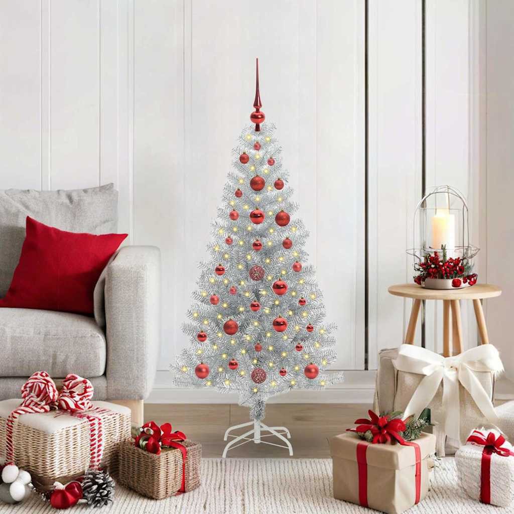 vidaXL Künstlicher Weihnachtsbaum Weihnachtsbaum Silber 120 cm PET