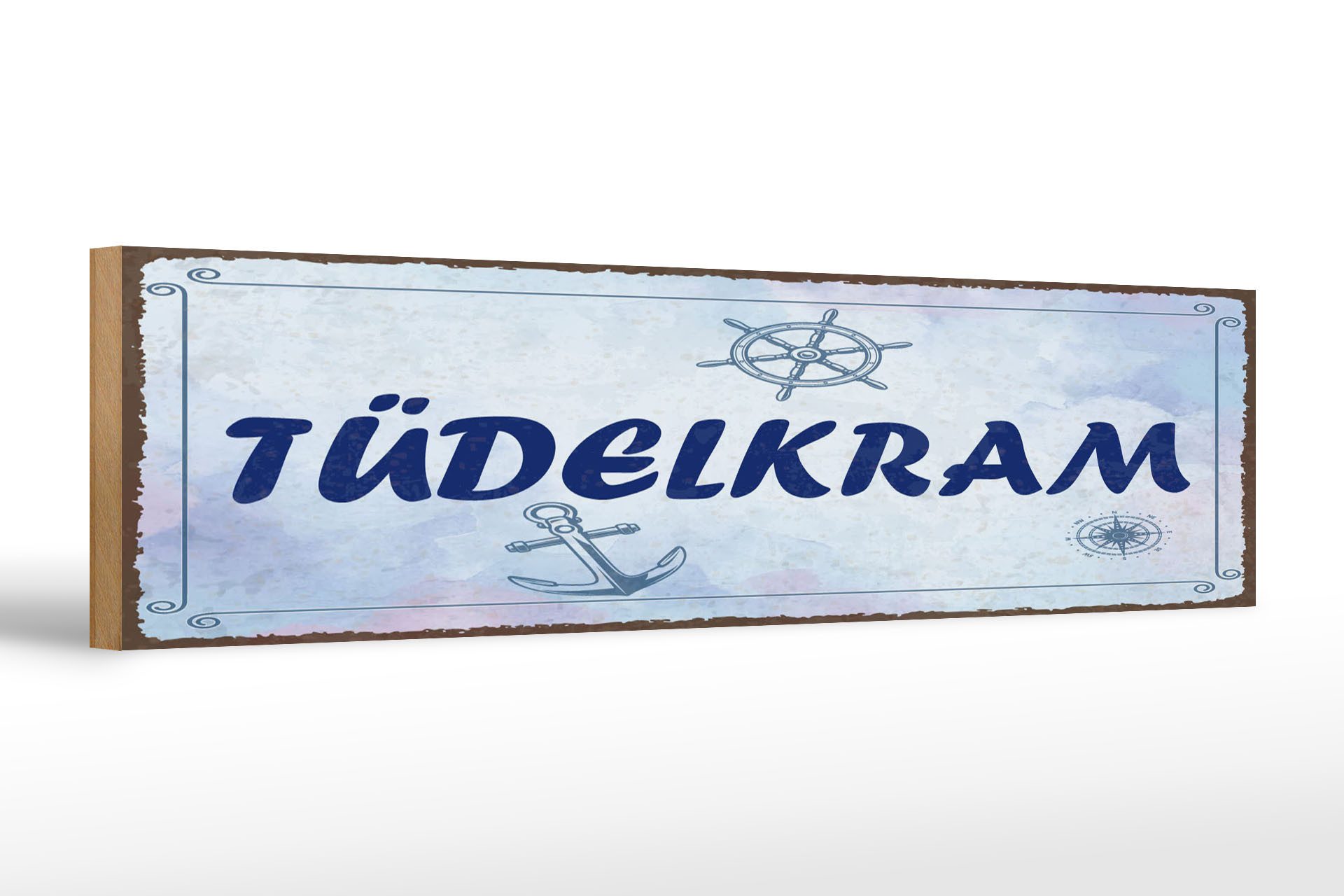 Holzbild Spruch 46x10 cm Tüdelkram blaues