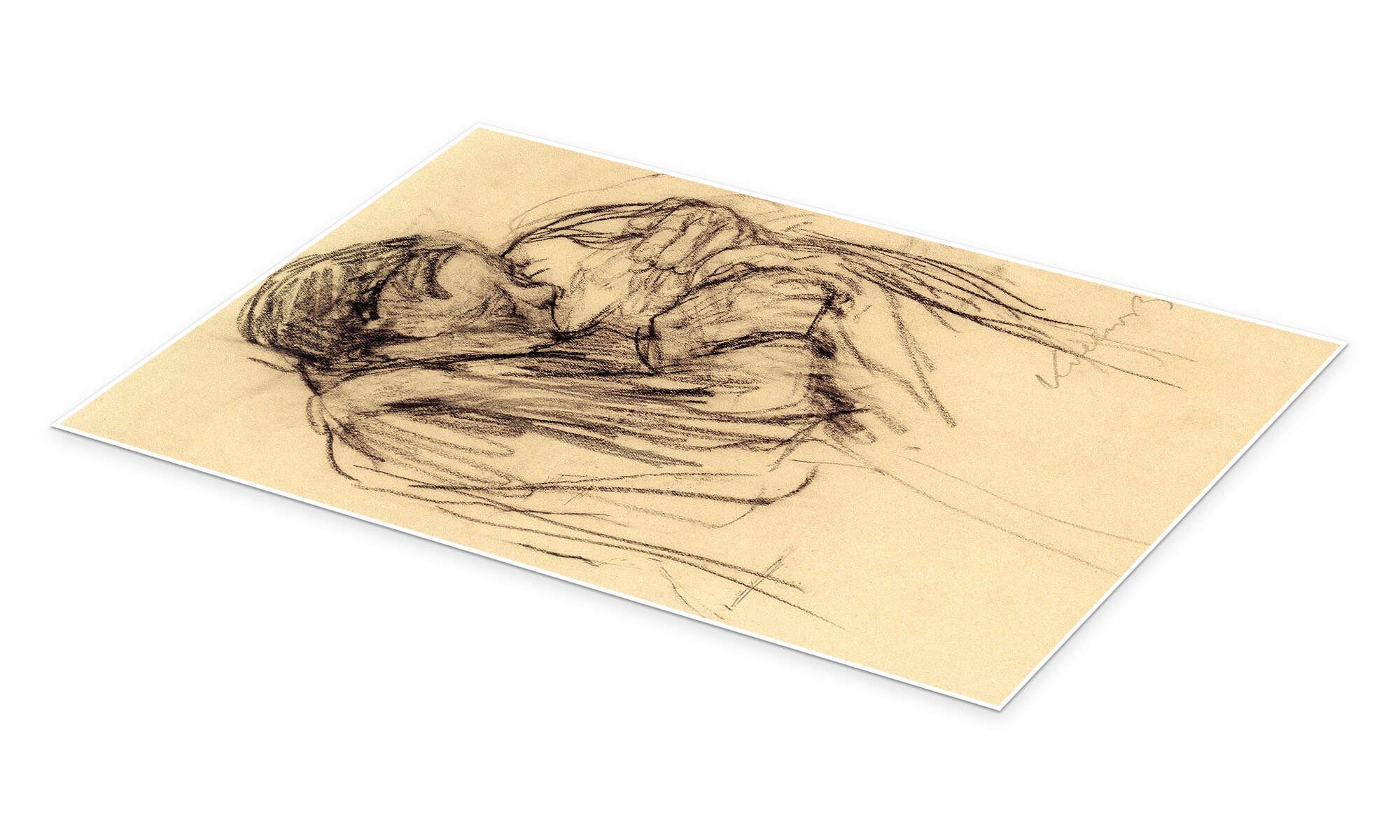 Posterlounge Wandbild Der Kuss, Käthe Kollwitz, erhältlich als Poster, Lein günstig online kaufen