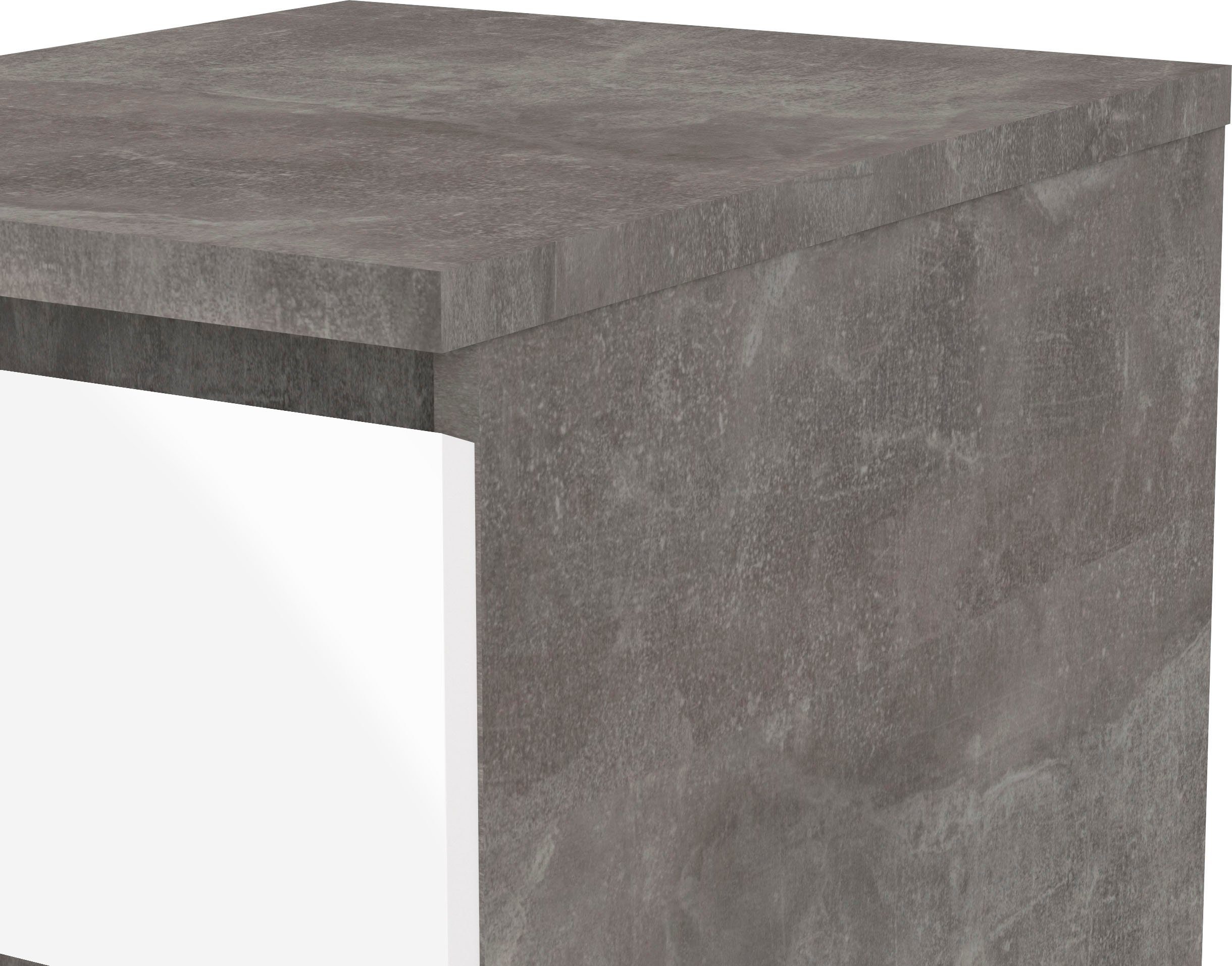 Nachttisch hochglanz/betonfarben Eleganter Nachttisch Schubladen 2 affaire weiß mit Naia, Home
