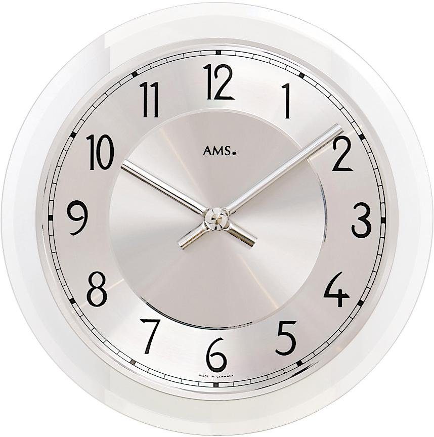 AMS Wanduhr W9476 (Quarzuhr,Glas,Wohnzimmer,Esszimmer,Küche,Made in Germany günstig online kaufen