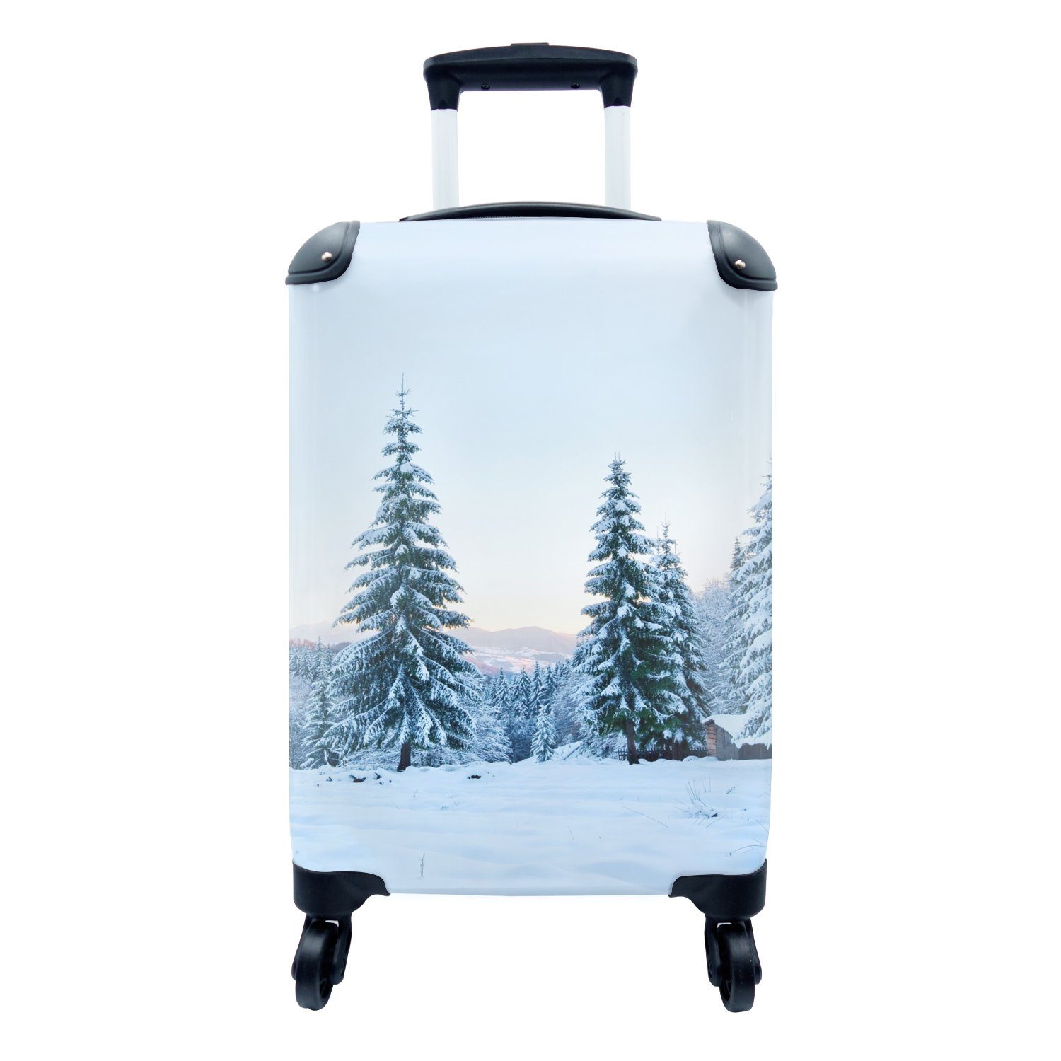 Reisekoffer mit 4 Ferien, Bäume, Schnee Reisetasche Winter Handgepäckkoffer Handgepäck Rollen, Trolley, - MuchoWow - für rollen,