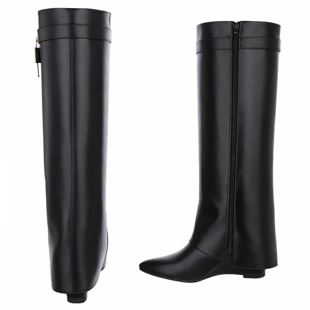 Ital-Design Moderne Damenstiefel mit elegantem Design und Komfort Keilstiefel (91116992) Keilabsatz/Wedge Stiefel in Schwarz – Bild 5 von 5