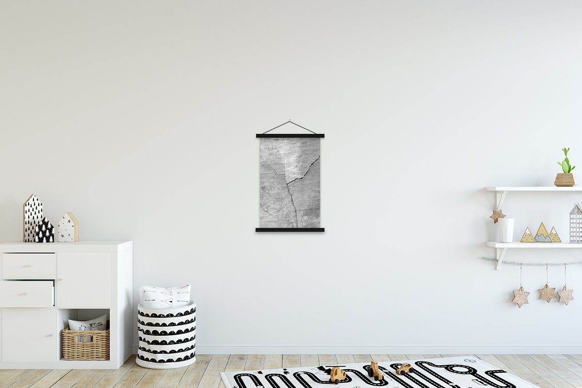 MuchoWow Poster Textilposter Eichenholz, (1 schwarz - Grau Holzleisten, Vintage, St), schwarz Industriell Beton Magnetische Posterleiste, | Weiß - - 