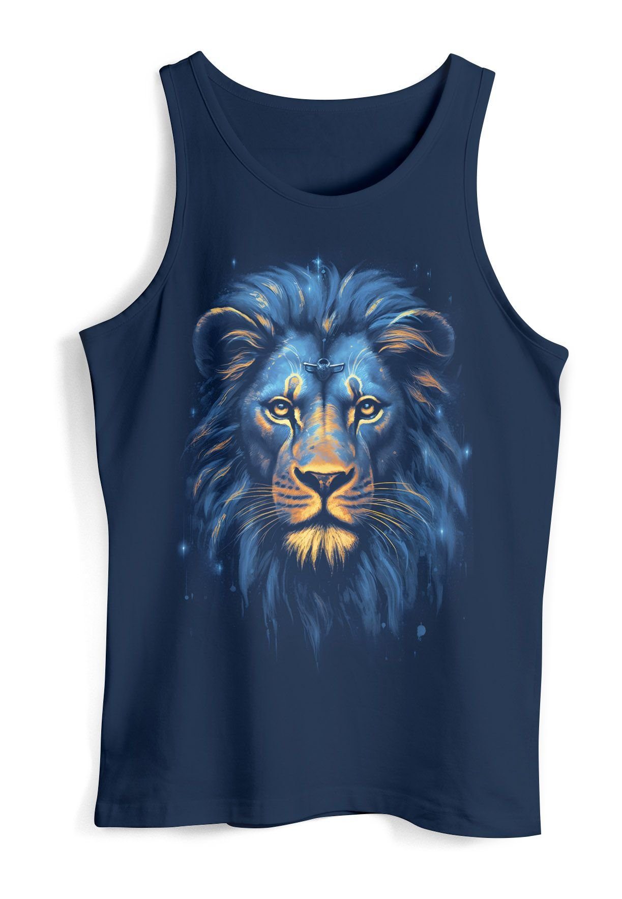 Neverless Tanktop Herren Tank-Top Löwe Lion Art-Print Kunst Illustration Aufdruck mit Print