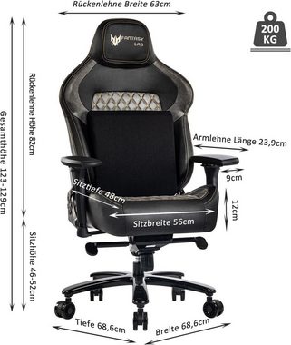 JUNG Gaming-Stuhl Fantasylab Gaming Stuhl Bürostuhl Ergonomisch Lendenkissen verstellbar (150kg Belastbar, Zockerstuhl, Zocker, Sessel Gaming, 1 St), PC Sessel, Computerstuhl, Computer Stuhl, Zockersessel