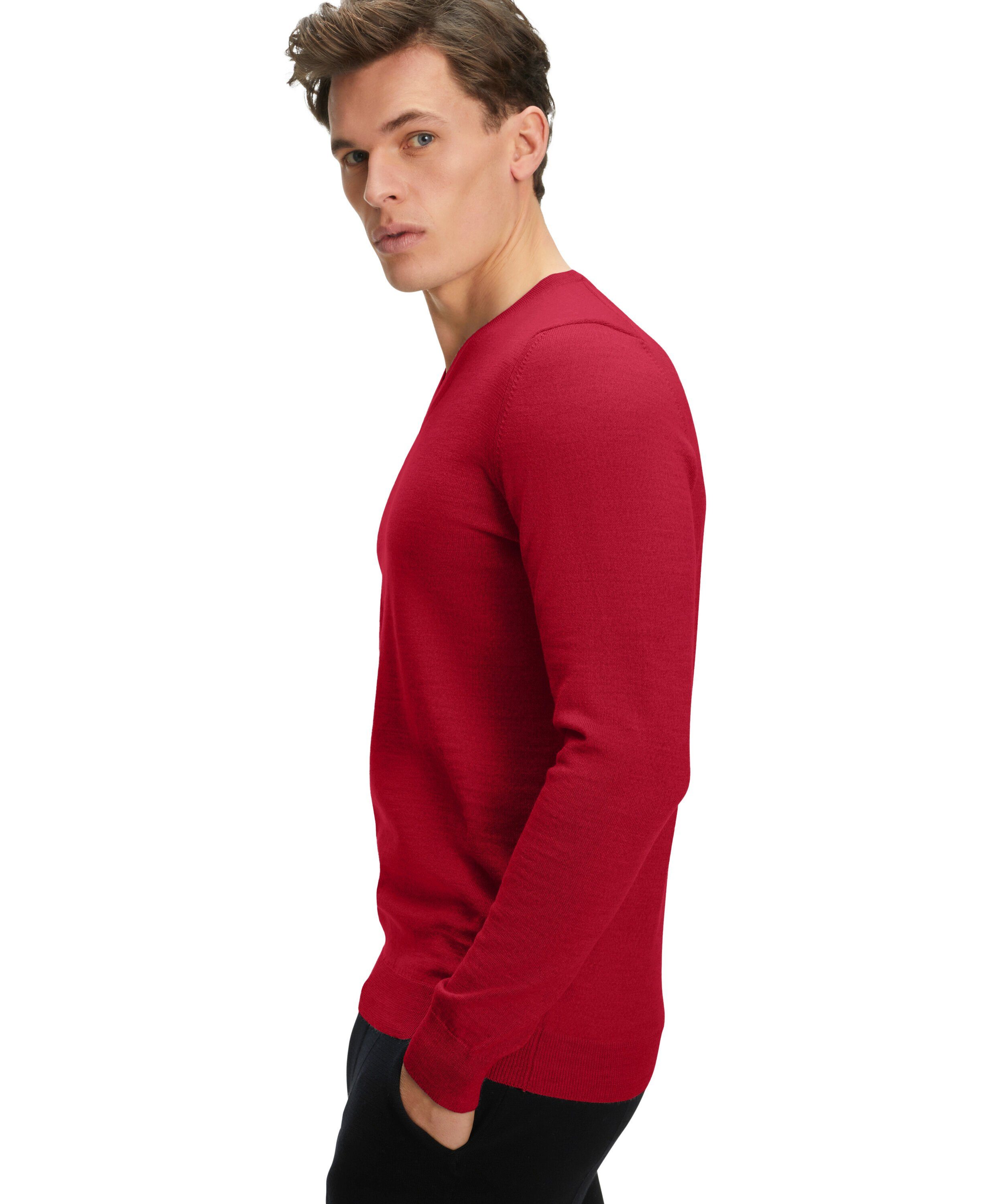 (8003) red (1-tlg) FALKE extrafeiner Merinowolle Strickpullover sporty aus reiner,