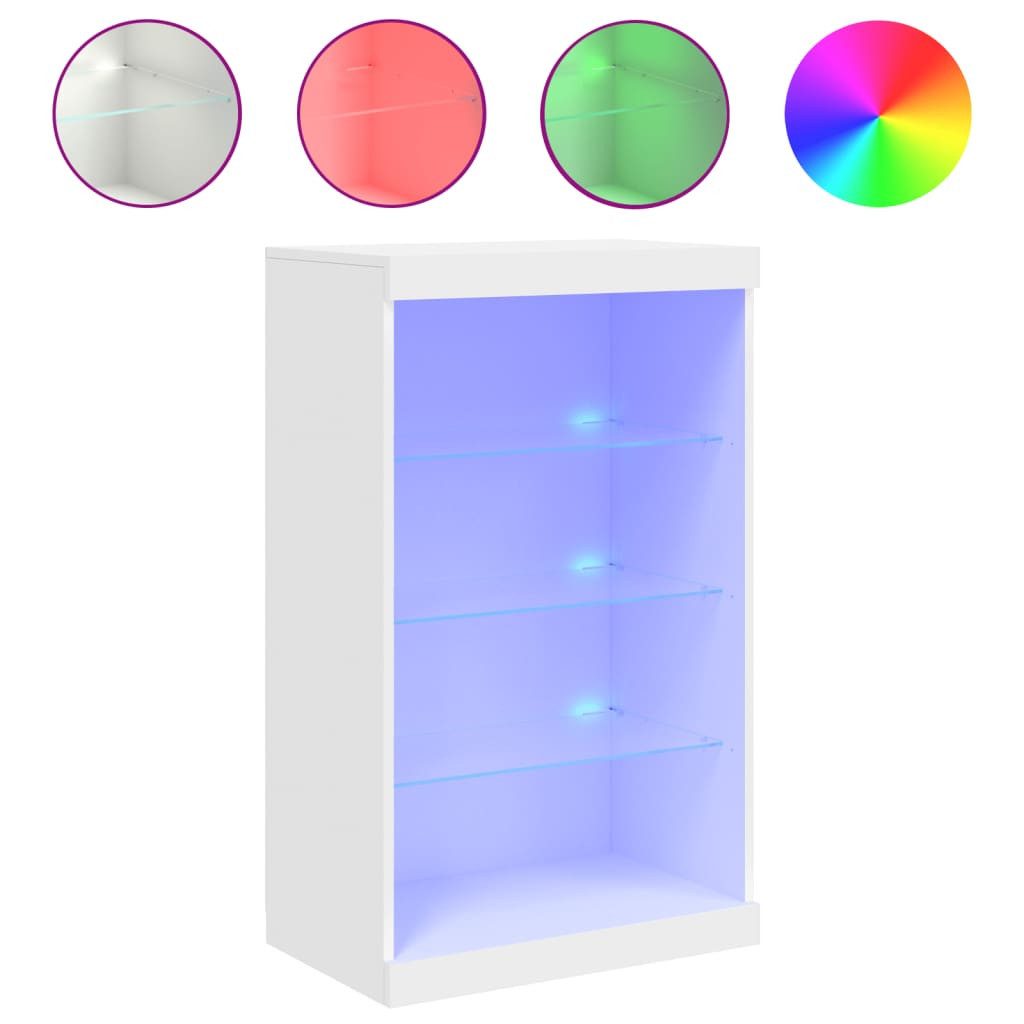 vidaXL Vitrine NA Sideboard mit LED Leuchten Weiß 60,5x37x100 cm Glas Vitrine