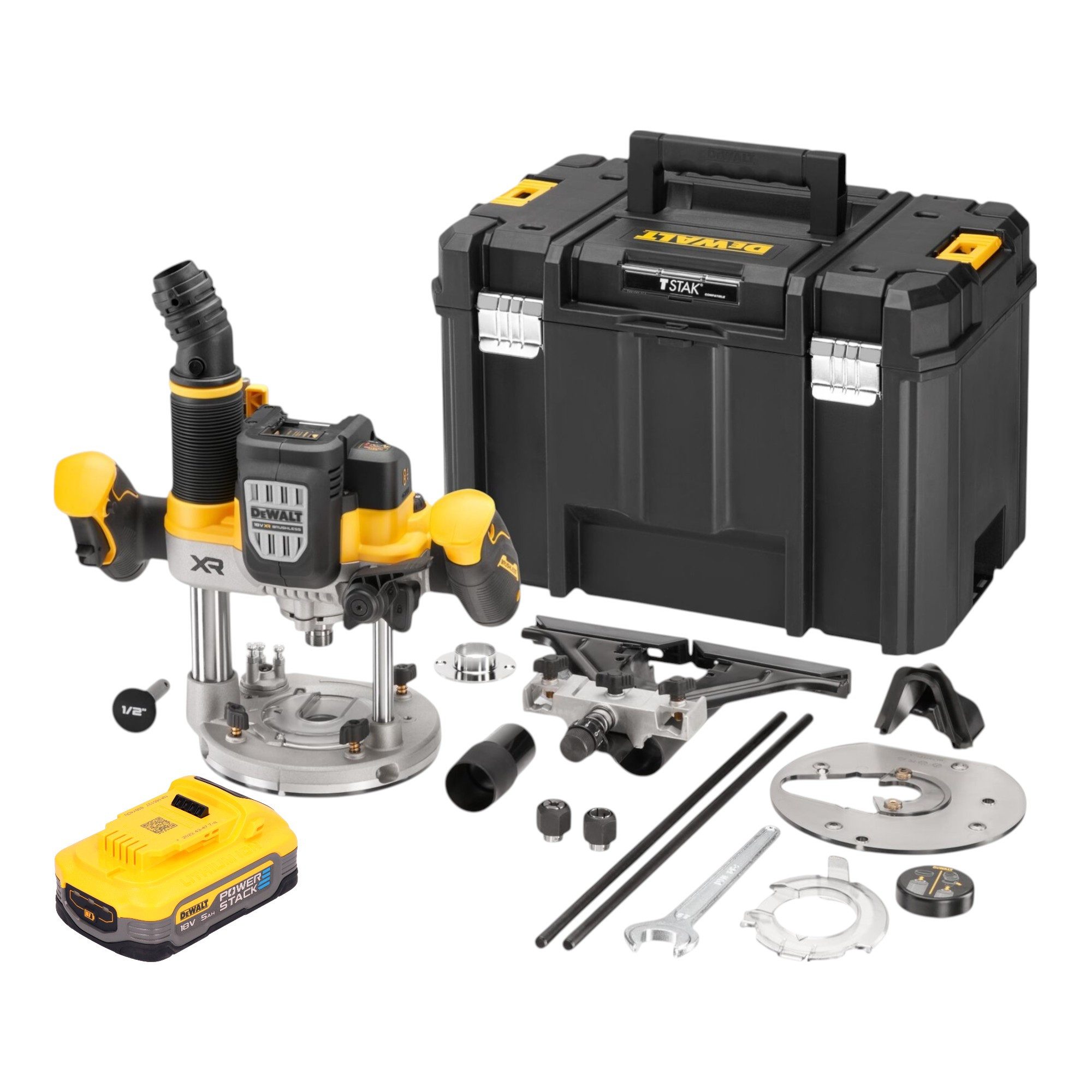 DeWalt Oberfräse DCW 620 NT Akku Oberfräse 18 V 12 mm Brushless + 1x Powerstack Akku