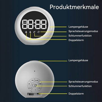 DOPWii Wecker Tonaktivierter Wecker,dimmbar Zwei Weckeinstellungen Temperaturanzeige