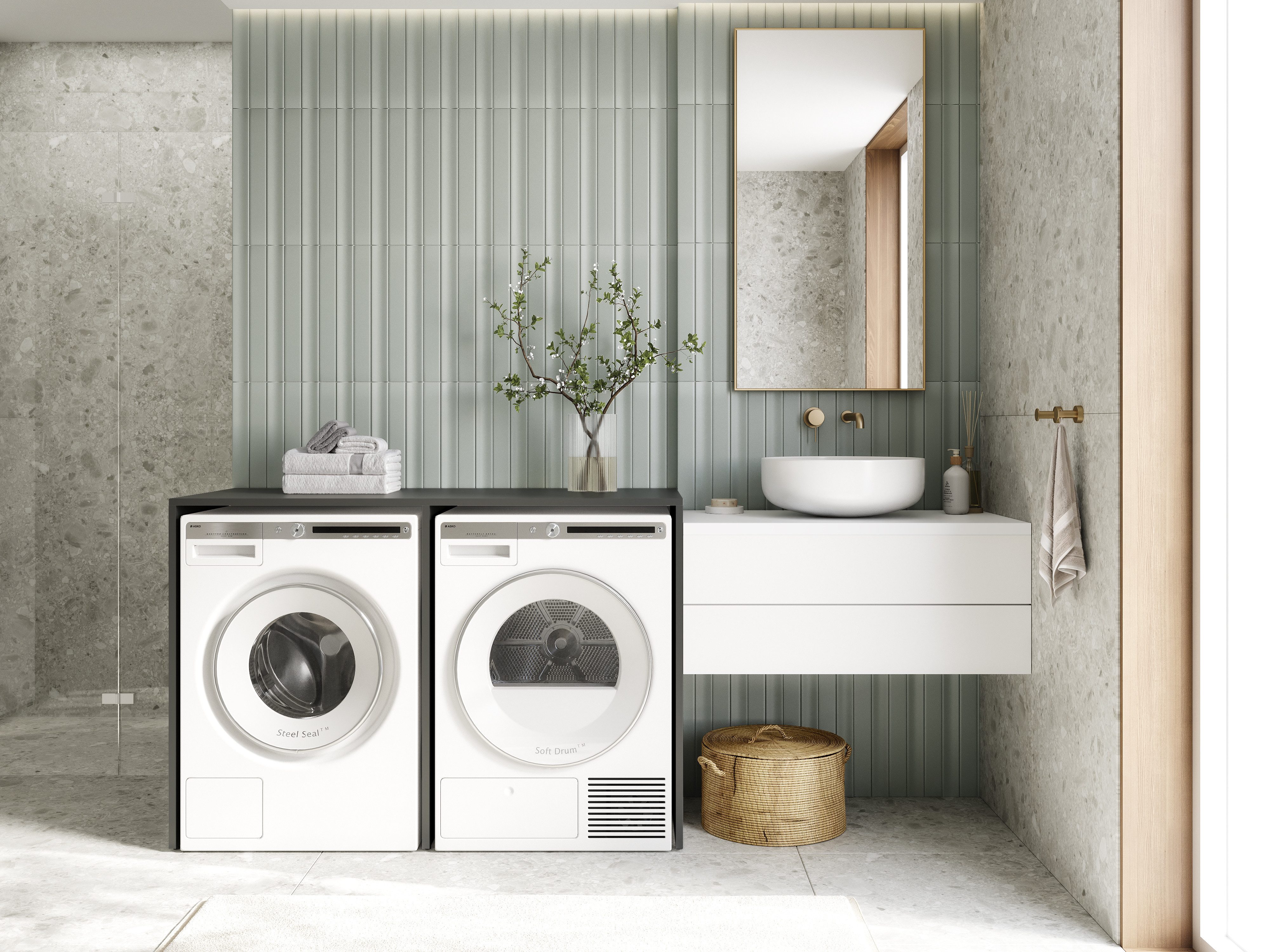 Platan Room Waschmaschinenumbauschrank DORA Waschmaschinenschrank 130 cm breit Überbauschrank Waschmaschine oder Wäschetrockner Schrank für Bad – Bild 3 von 5