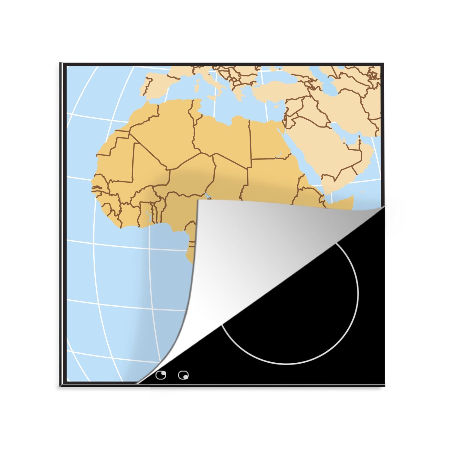 MuchoWow Herdblende-/Abdeckplatte Illustration von Malawi auf der afrikanischen Landkarte, Vinyl, (1 tlg), 78x78 cm, Ceranfeldabdeckung, Arbeitsplatte für küche